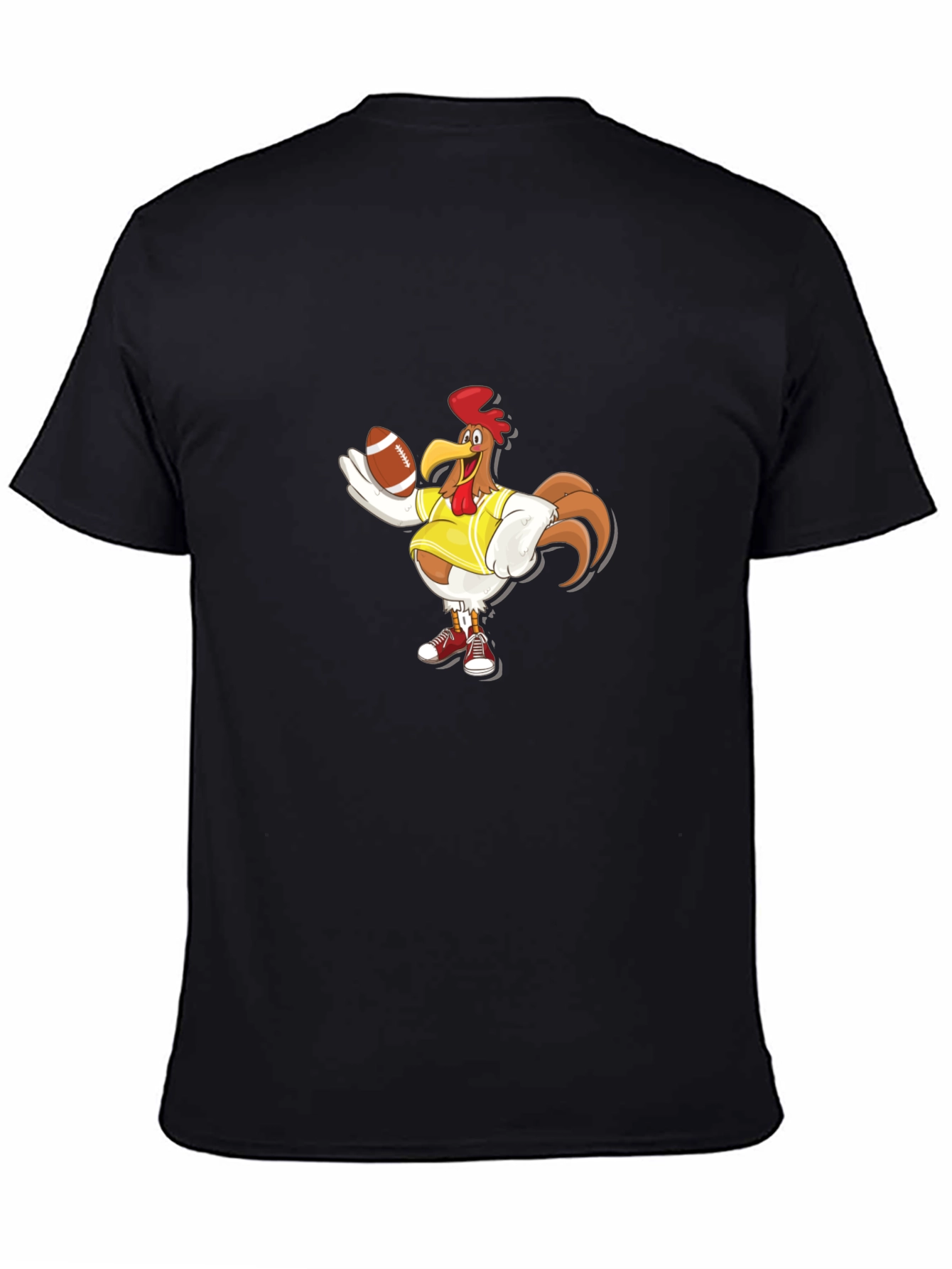 Black Rooster Football T-Shirt - Black view 4
