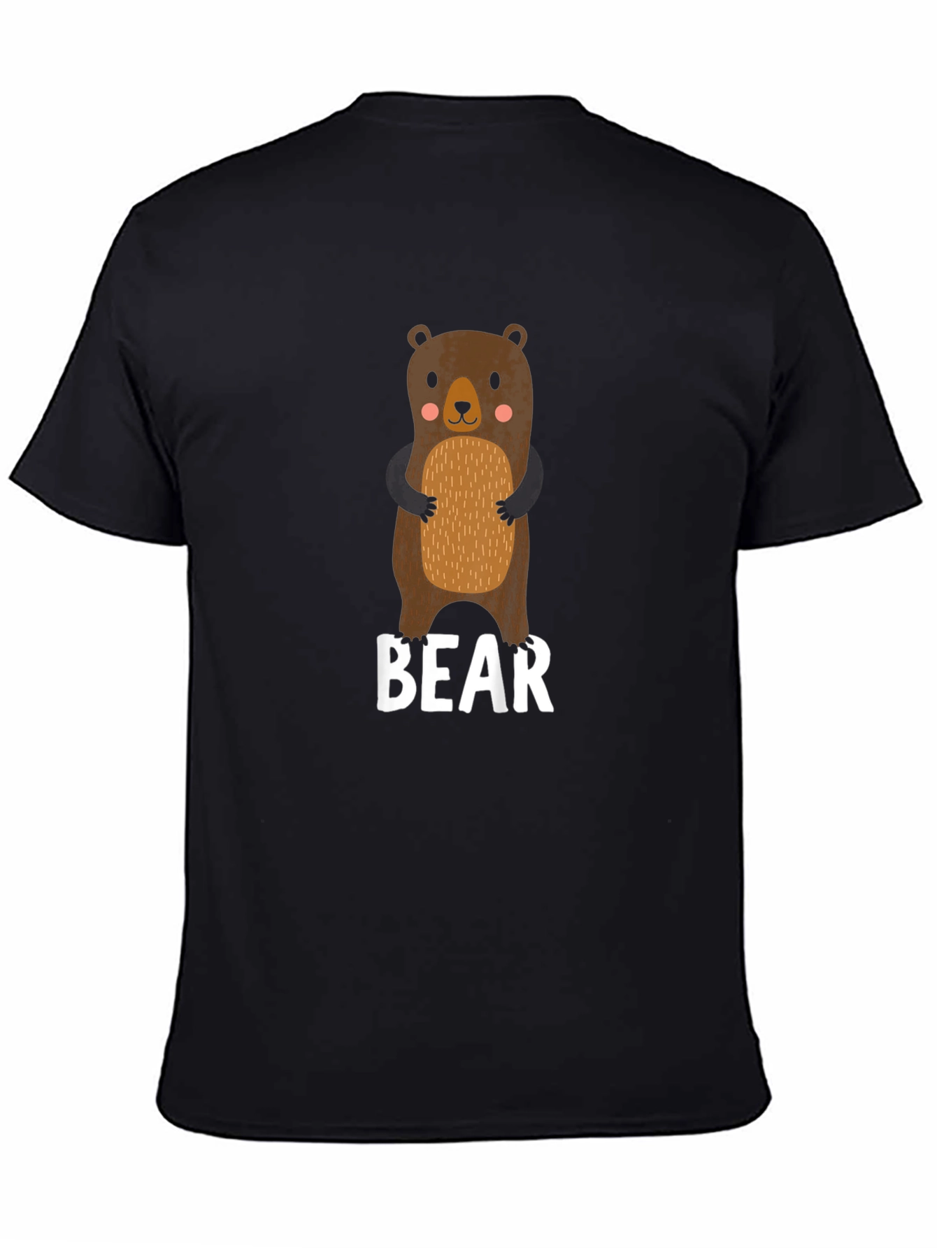 Black Cute Bear Graphic Black T-Shirt view 4