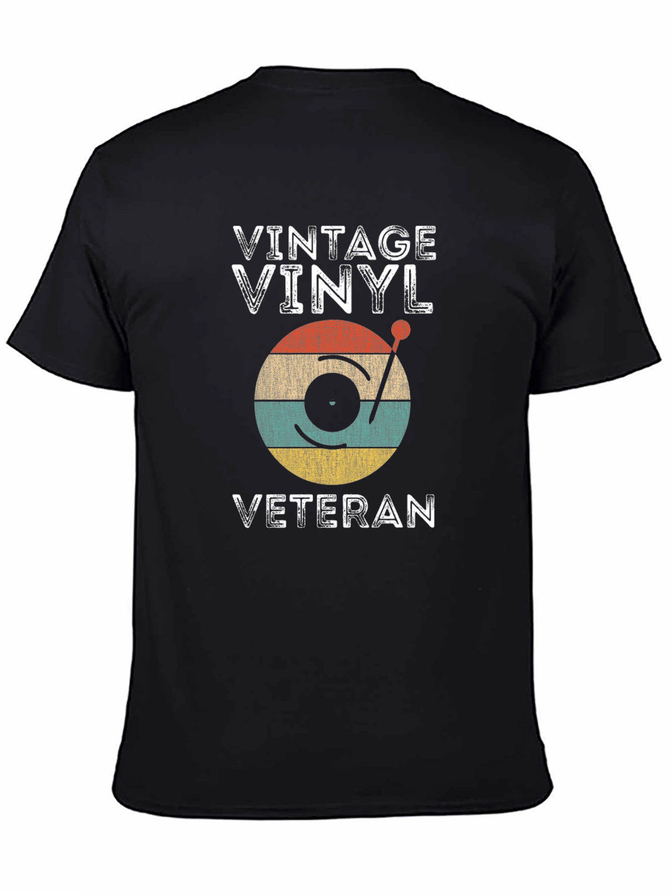 Black Vintage Vinyl Veteran T-Shirt view 4