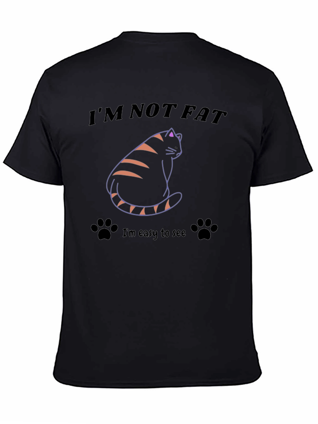 Black I'm Not Fat T-Shirt Funny Cat Tee view 4