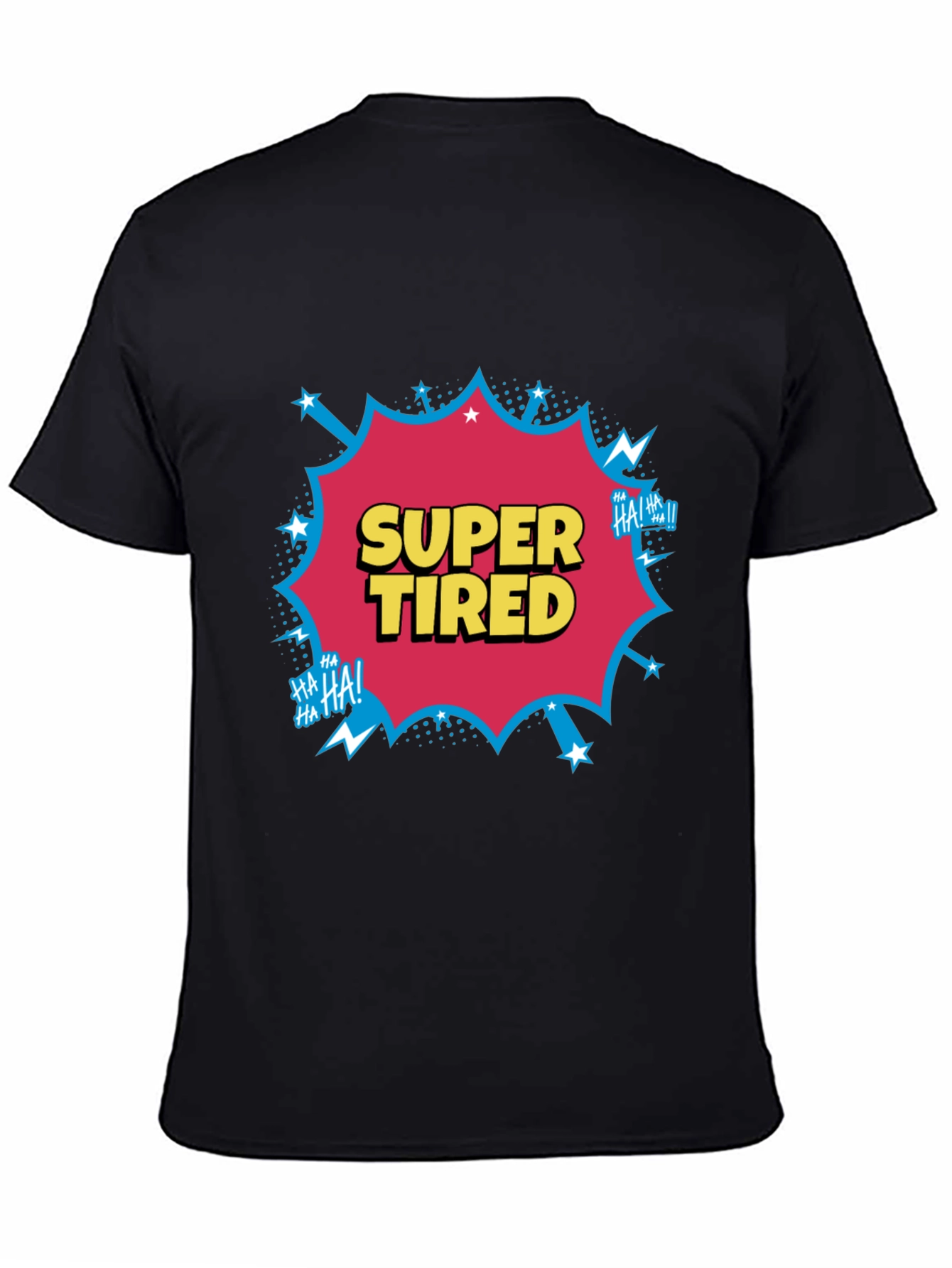 Black Super Tired Comic Graphic T-Shirt view 4