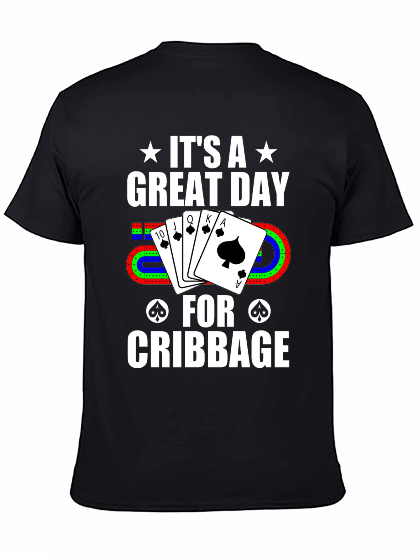Black Cribbage Player T-Shirt - Great Day for Cribbage view 4