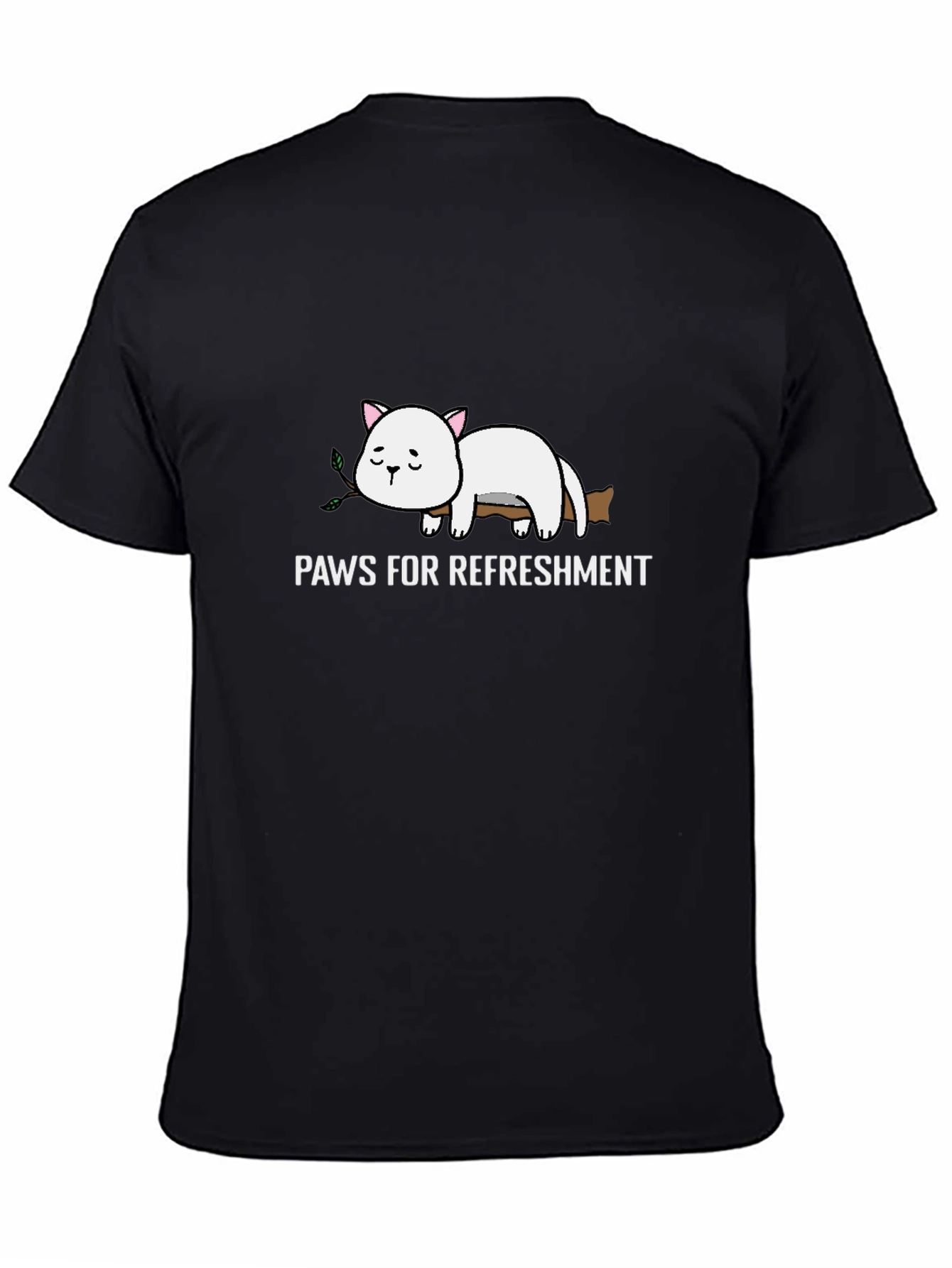 Black Paws for Refreshment Cat T-Shirt view 4