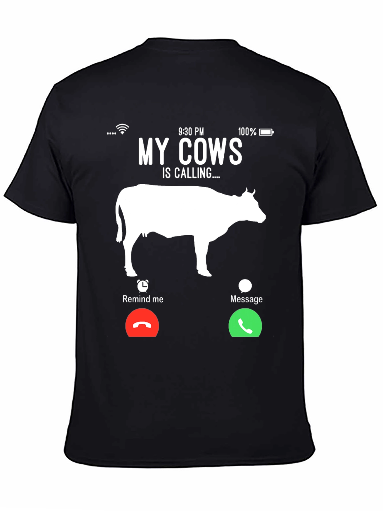 Black My Cows Is Calling T-Shirt - Farm Humor Tee view 4