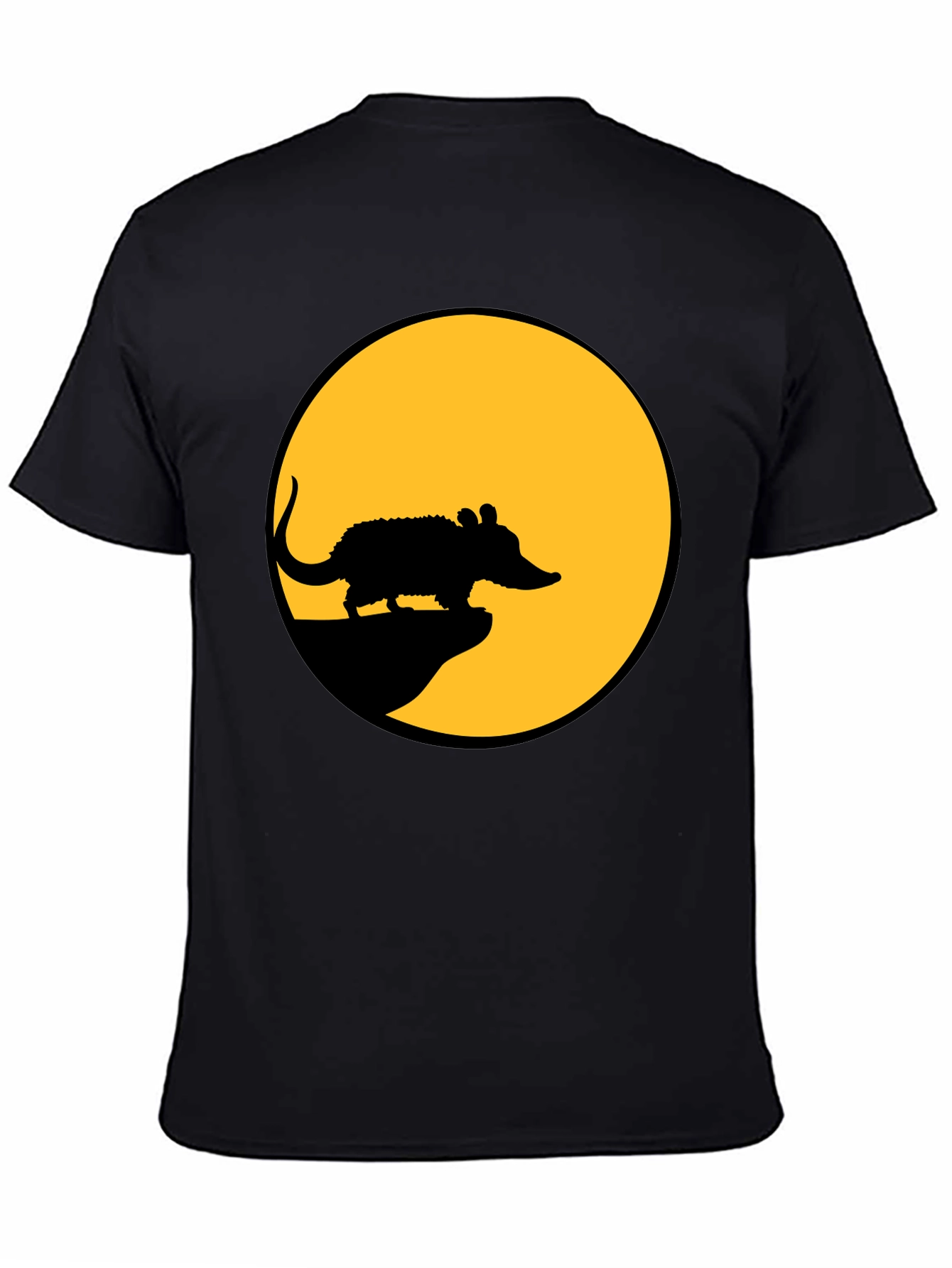 Black Rat Silhouette T-Shirt - Black Cotton Tee view 4