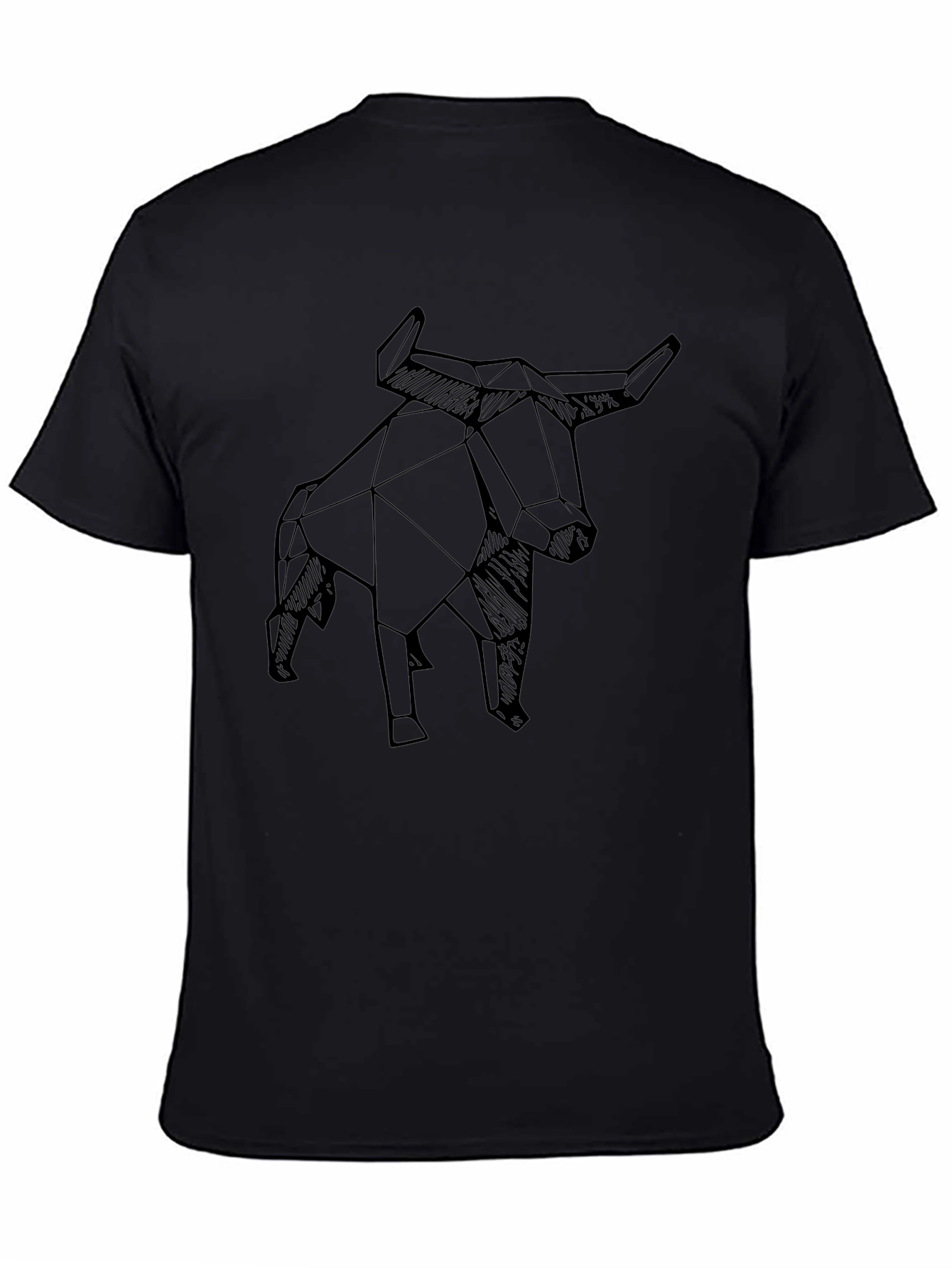 Black Geometric Bull T-Shirt - Modern Design view 4