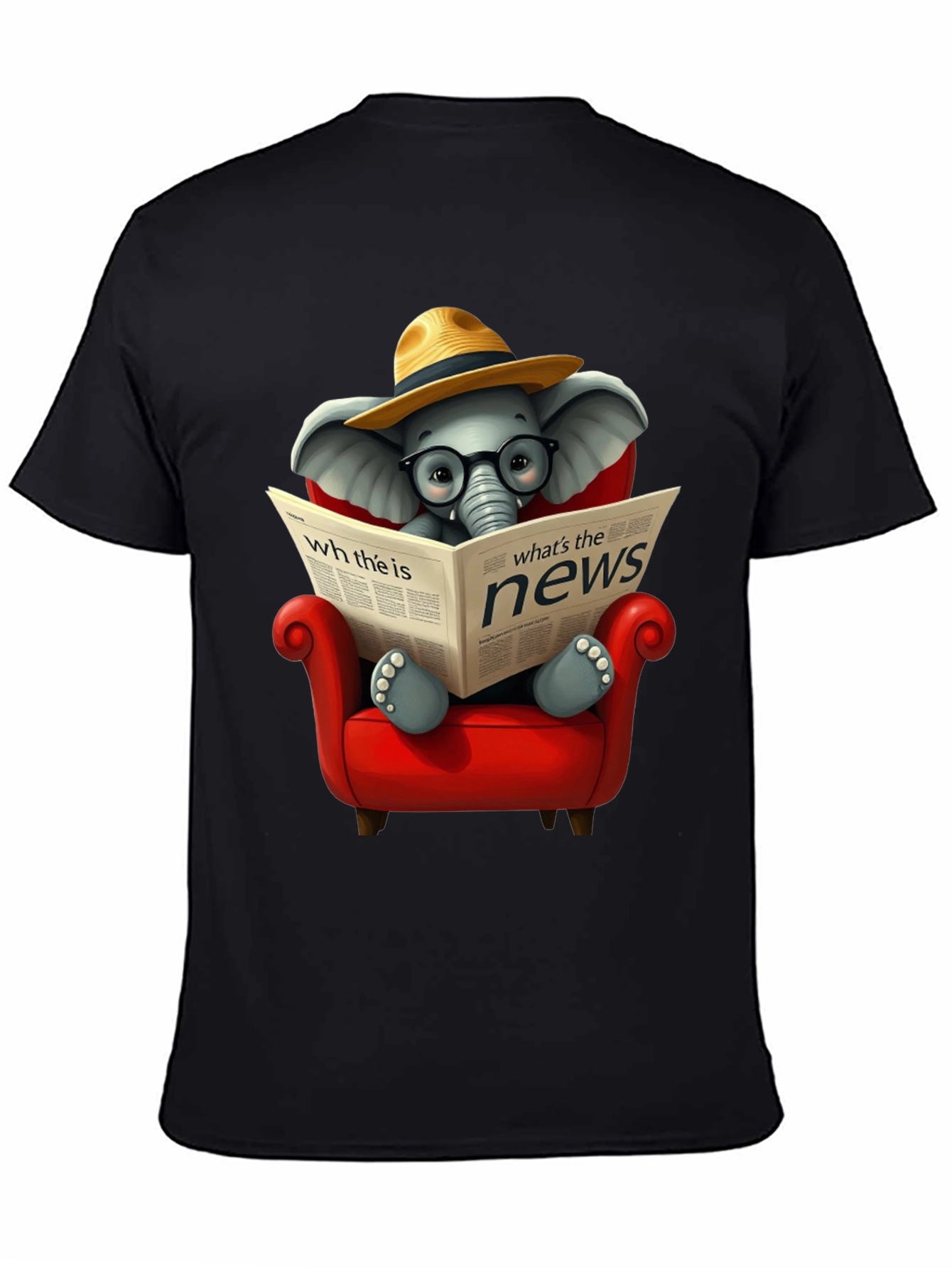 Black Elephant Reading News T-Shirt view 4