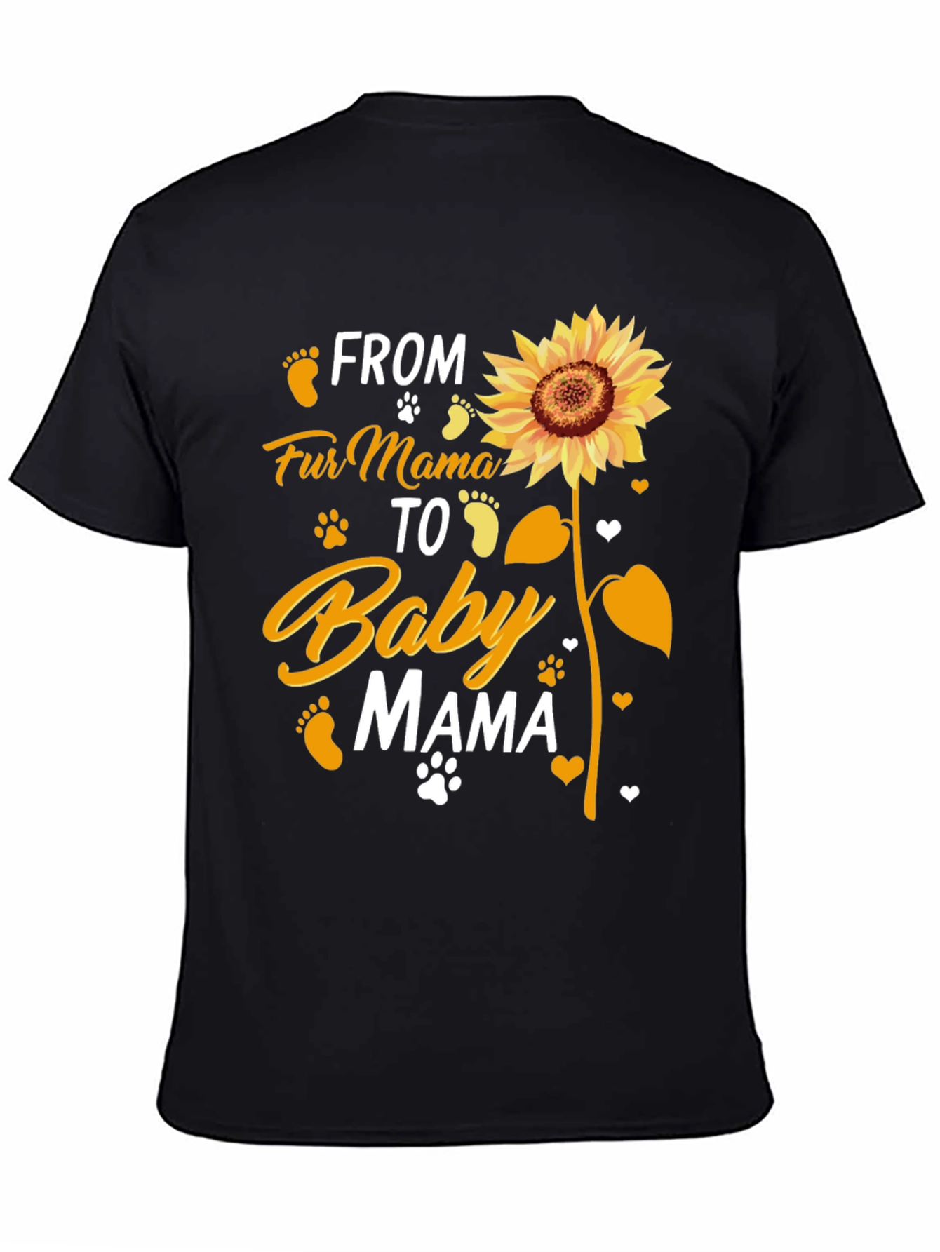 Black Fur Mama to Baby Mama Sunflower Graphic T-Shirt view 4