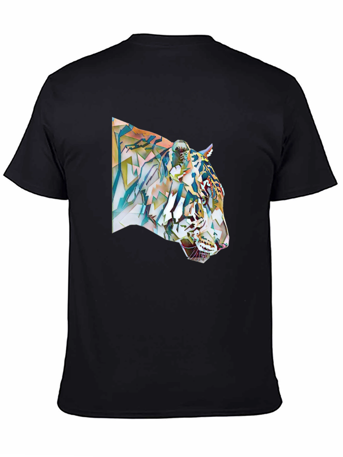 Black Abstract Tiger Graphic Tee - Cool Men's T-Shirt view 4