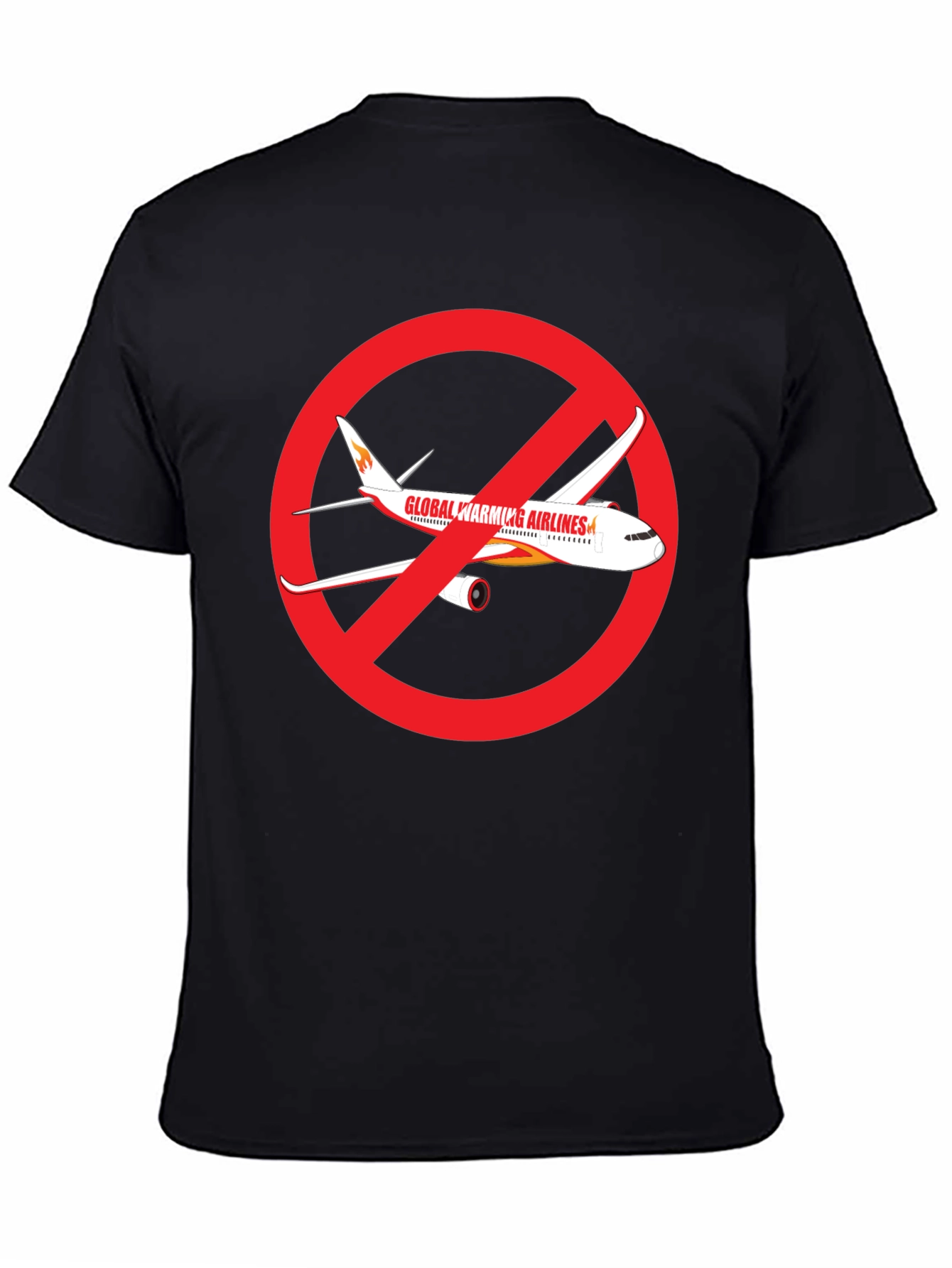 Black No Fly Zone T-Shirt Global Warming Airlines Black Graphic Tee view 4