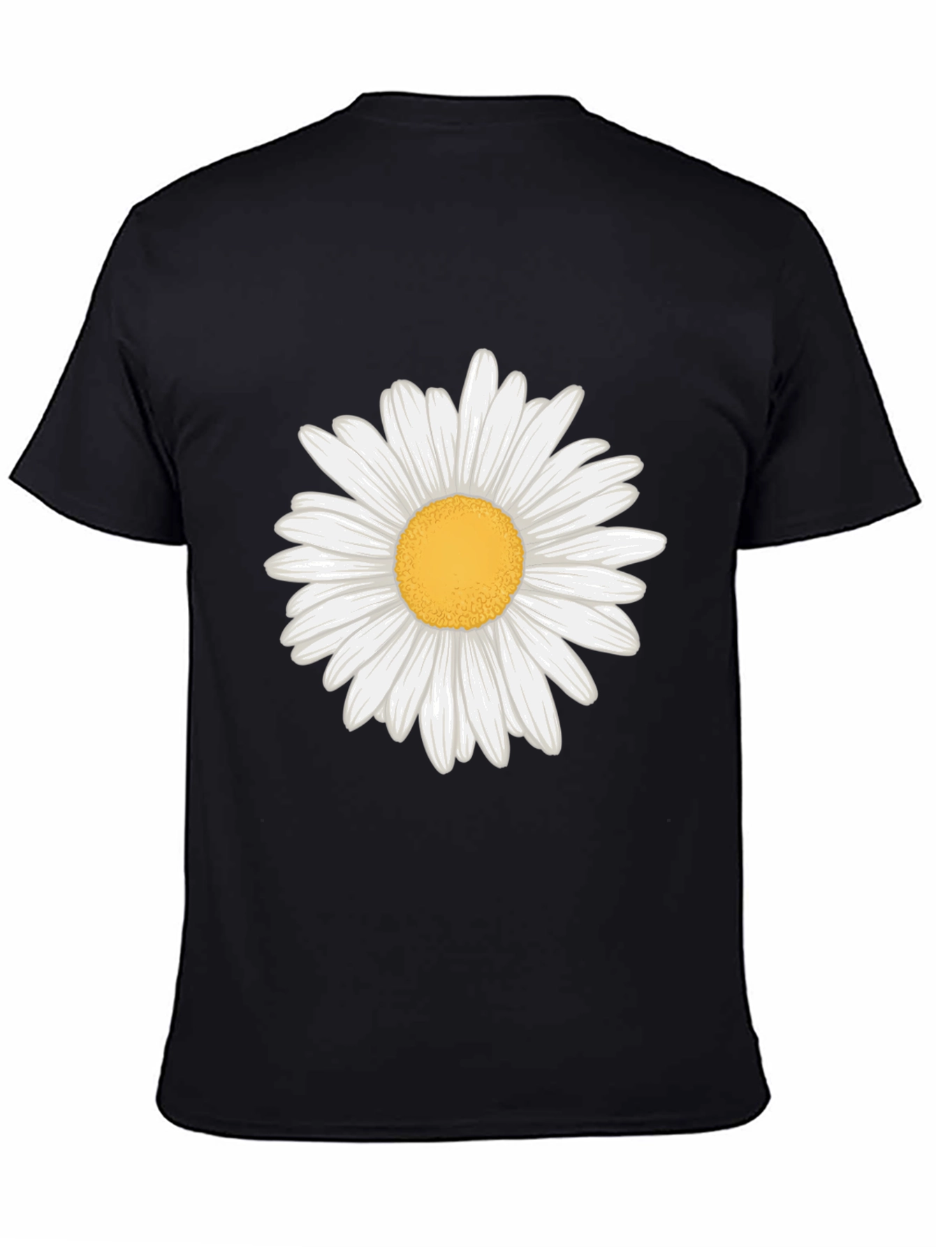Black Daisy Graphic Tee - Black Cotton Casual view 4