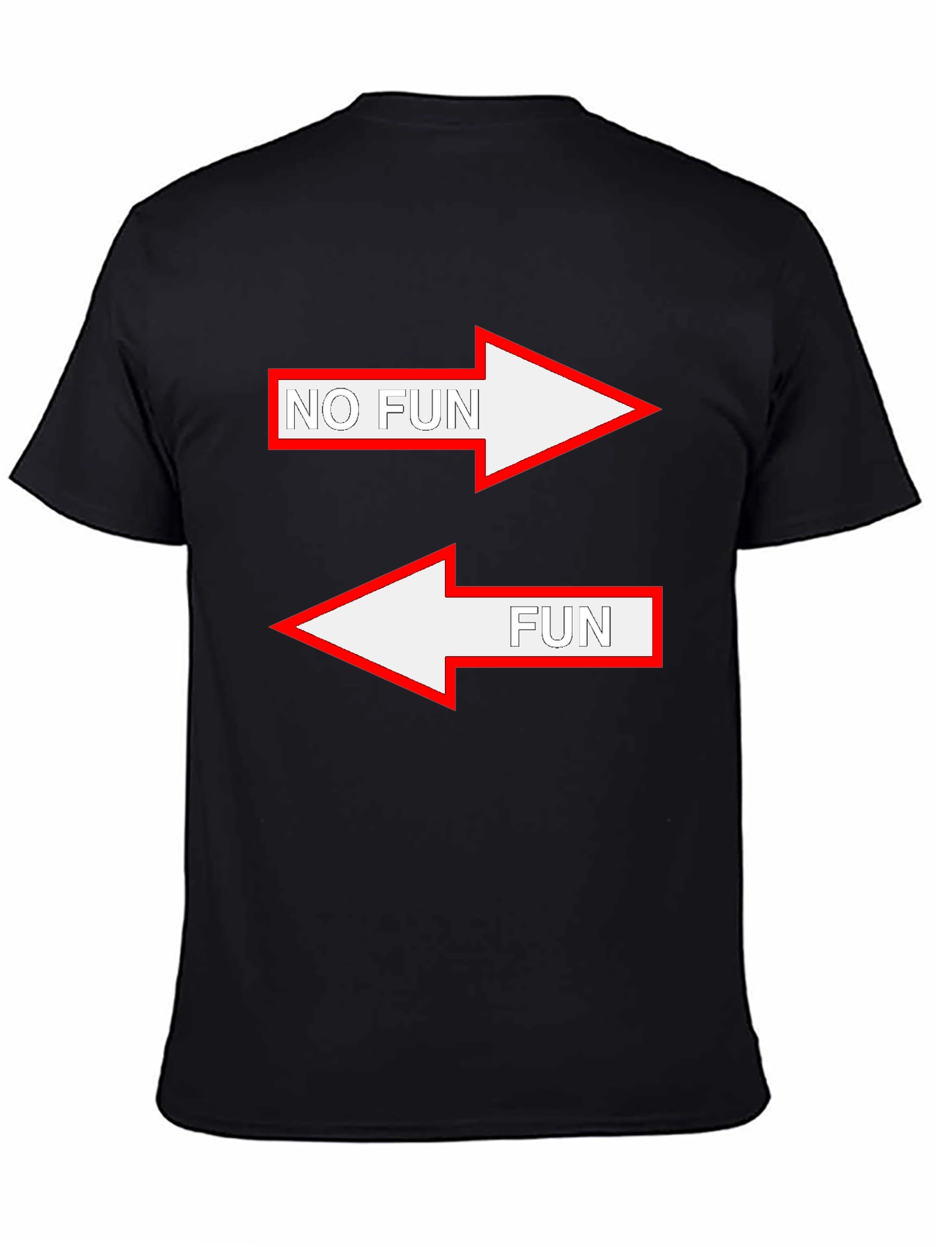 Black Humorous "No Fun/Fun" Arrow Graphic Tee view 4