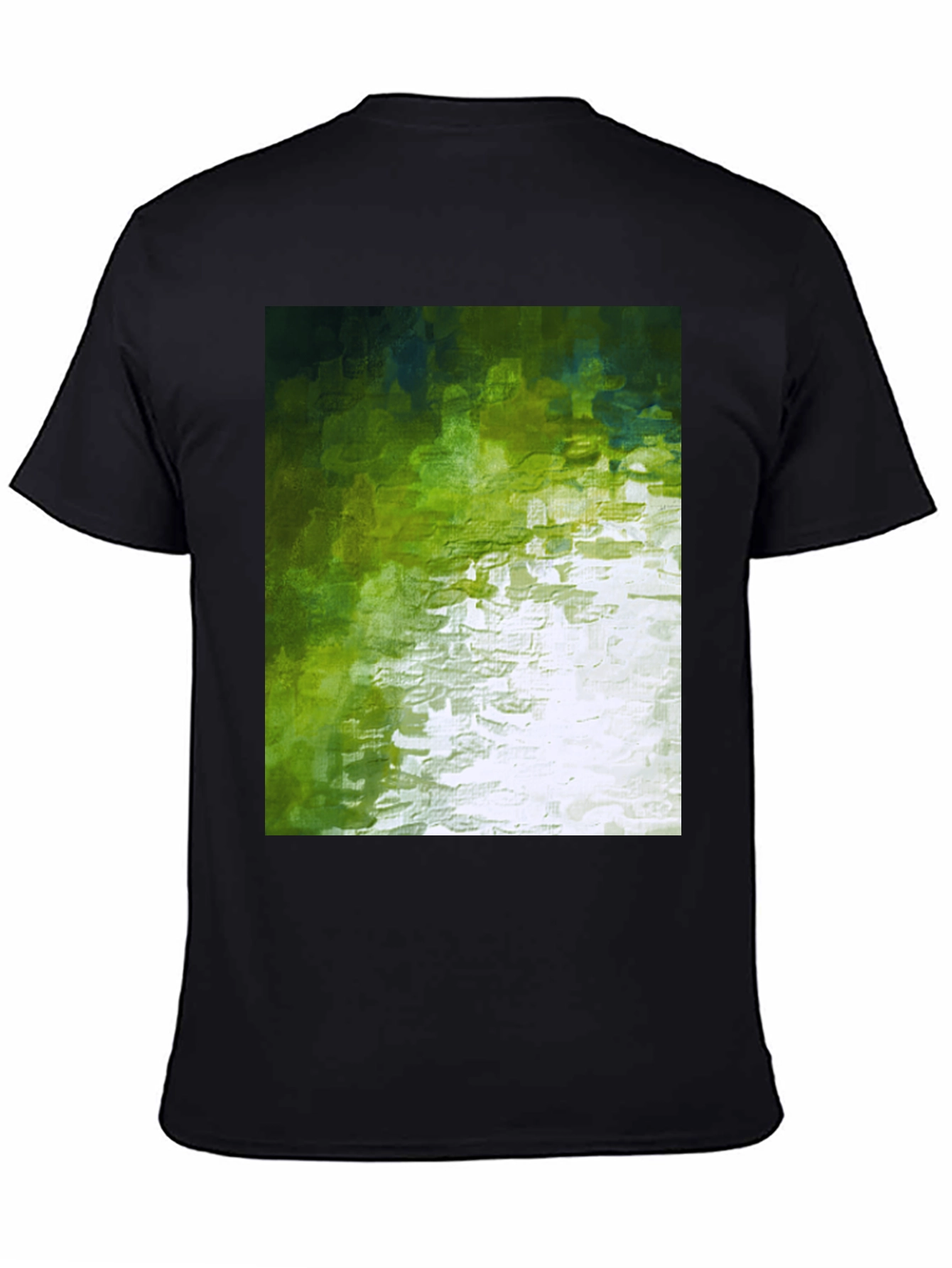 Black Abstract Green Graphic Print Crewneck T-Shirt view 4