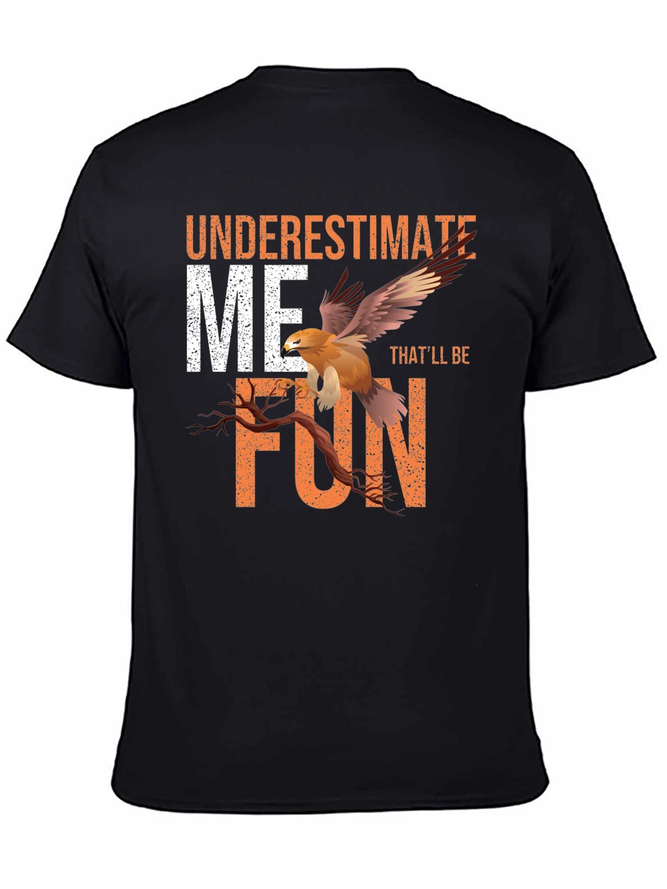 Black Underestimate Me T-Shirt with Eagle Design view 4