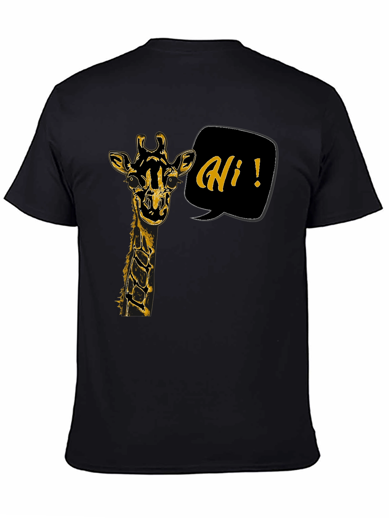 Black Giraffe Hi Graphic Tee - Black Unisex T-Shirt view 4