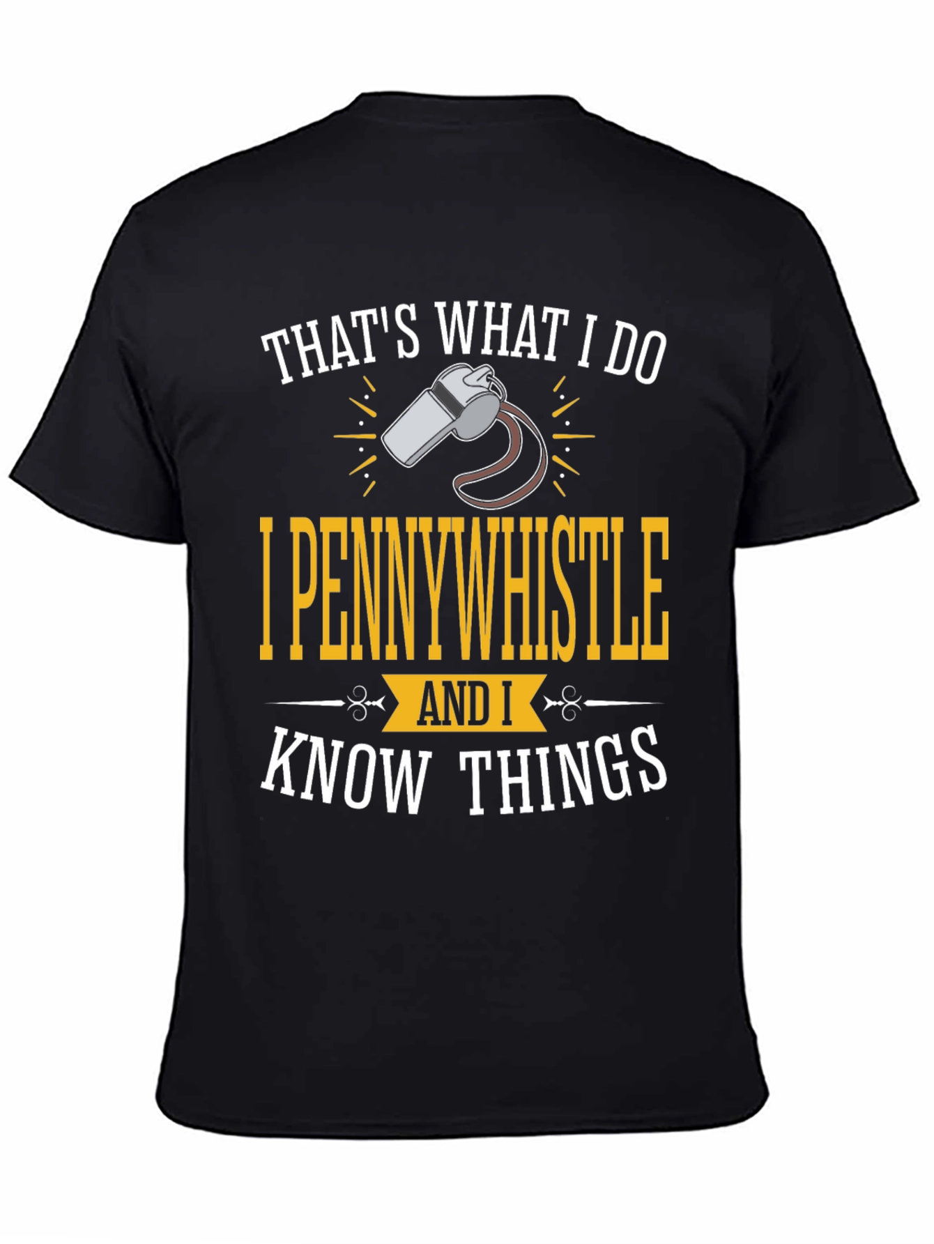 Black I Pennywhistle Funny Graphic T-Shirt view 4
