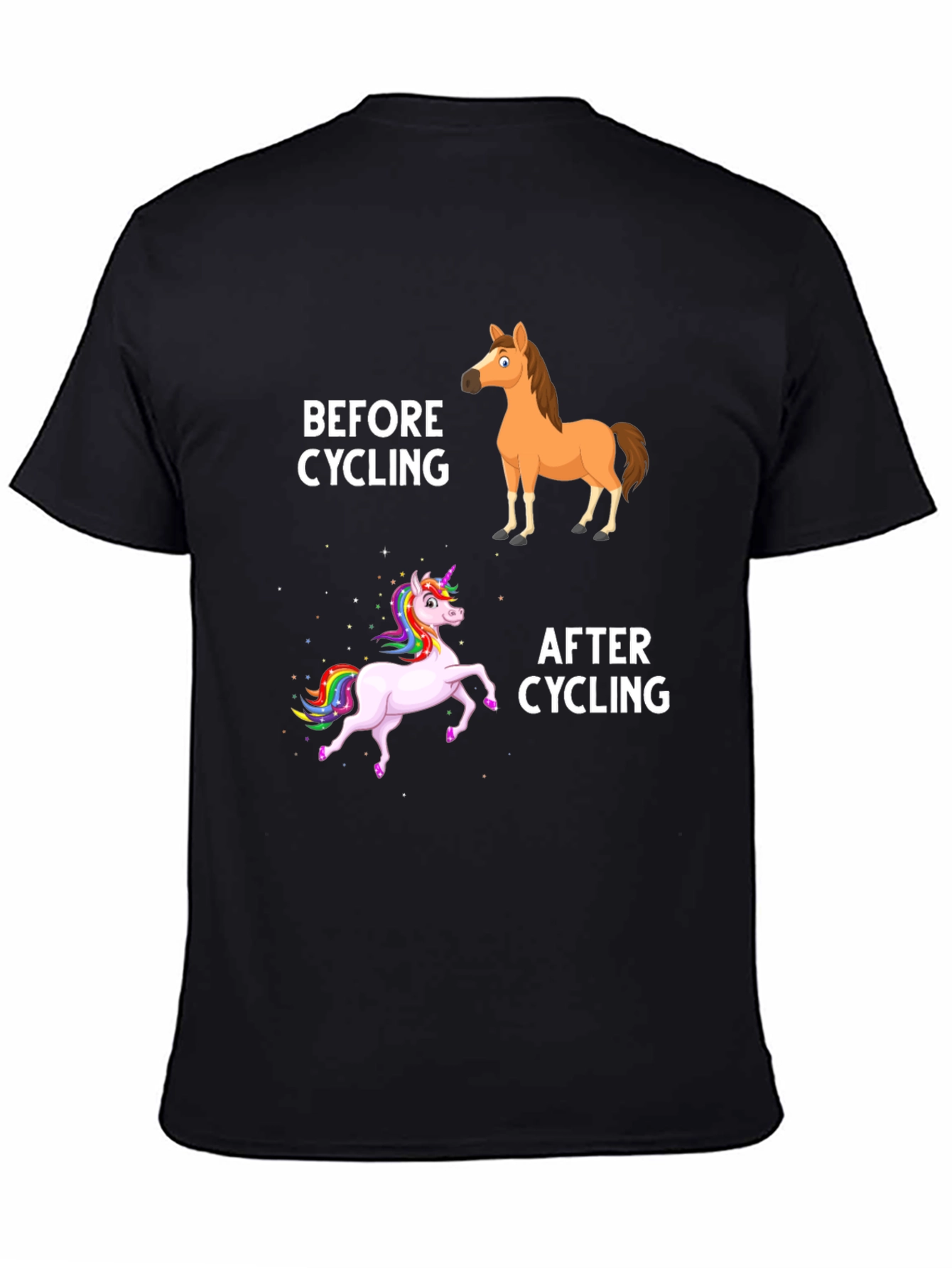 Black Cycling Horse/Unicorn T-Shirt view 4