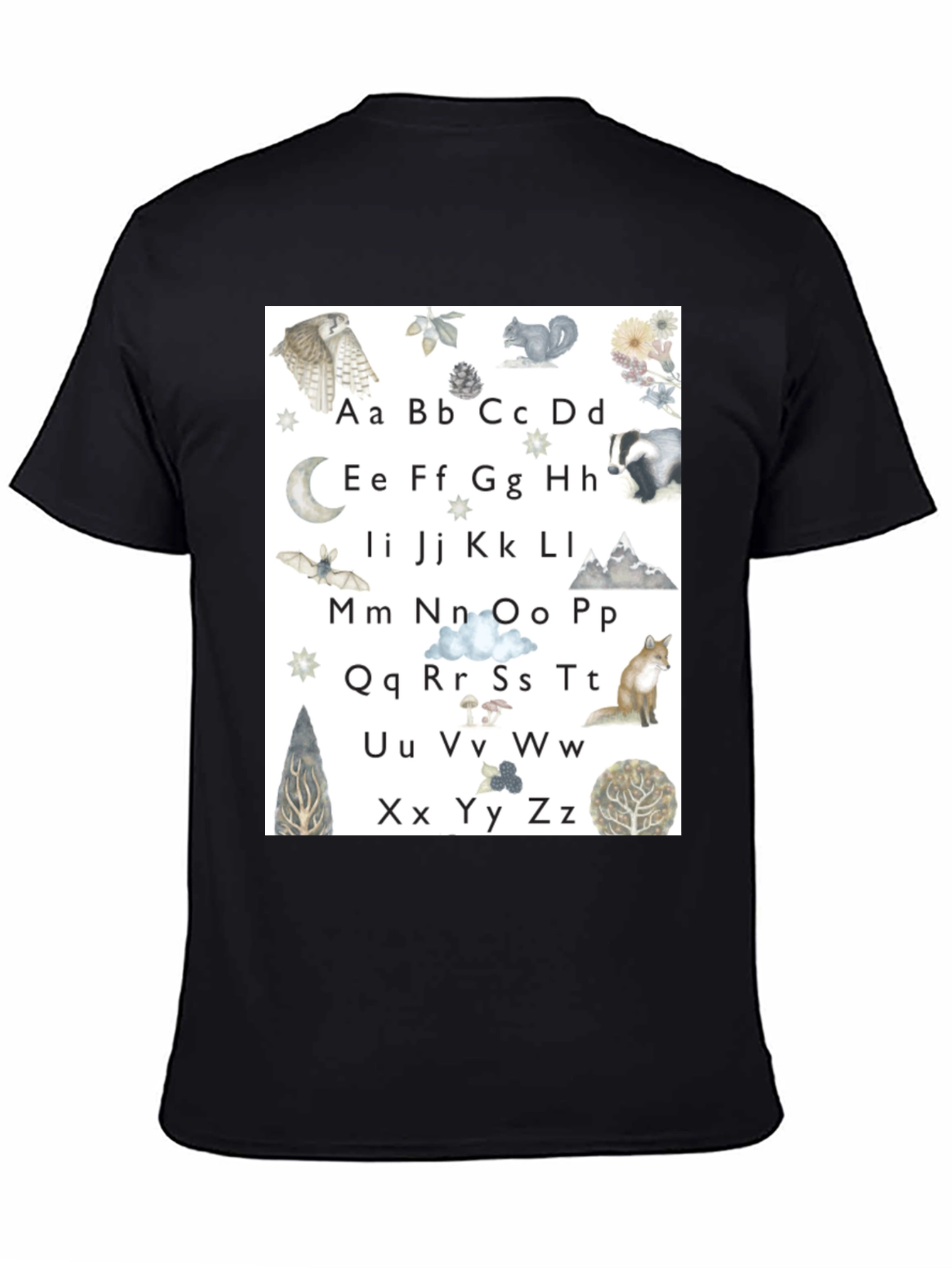 Black Alphabet Animal Black T-Shirt view 4