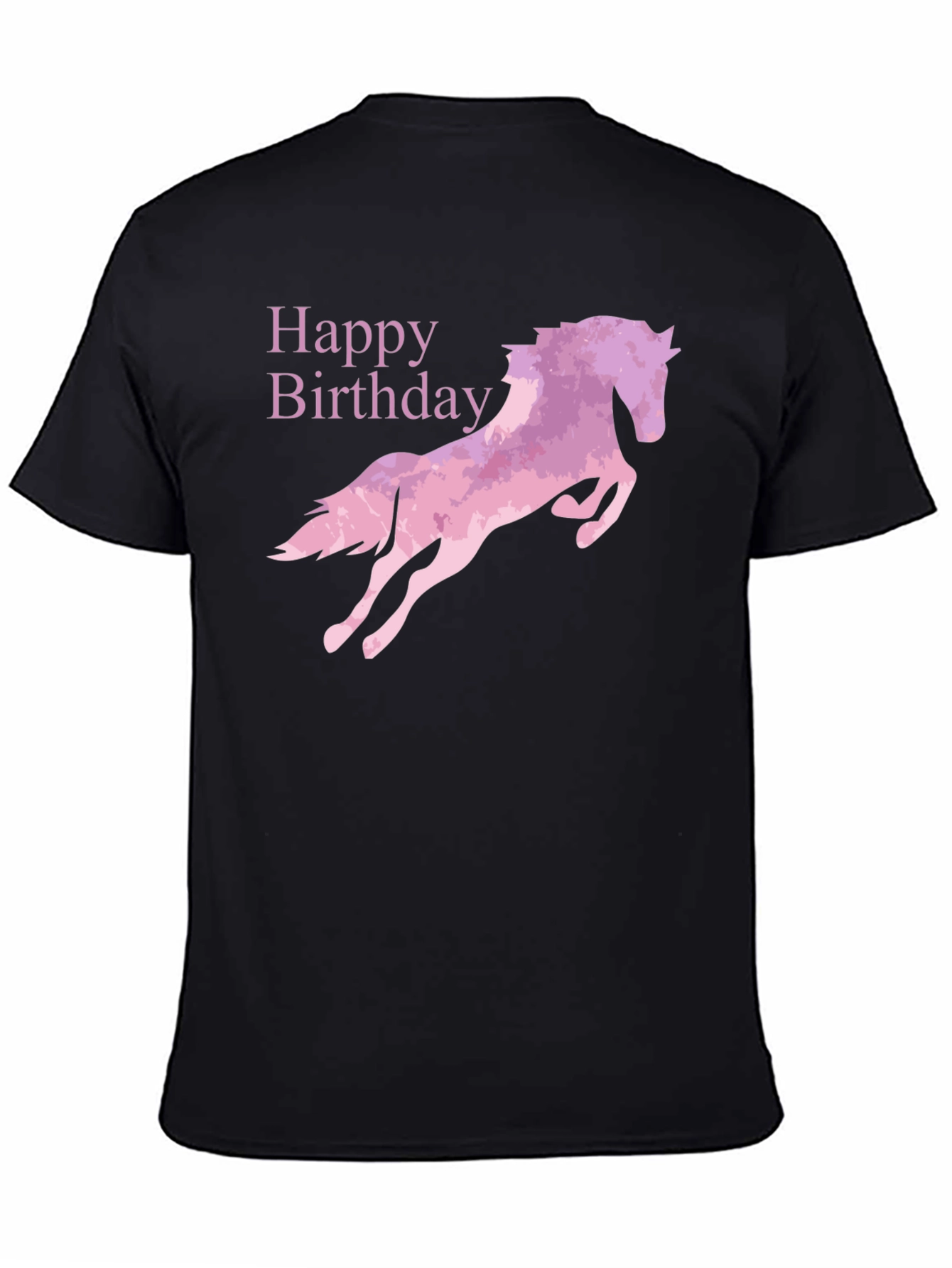 Black Happy Birthday Horse Graphic T-Shirt - Black view 4