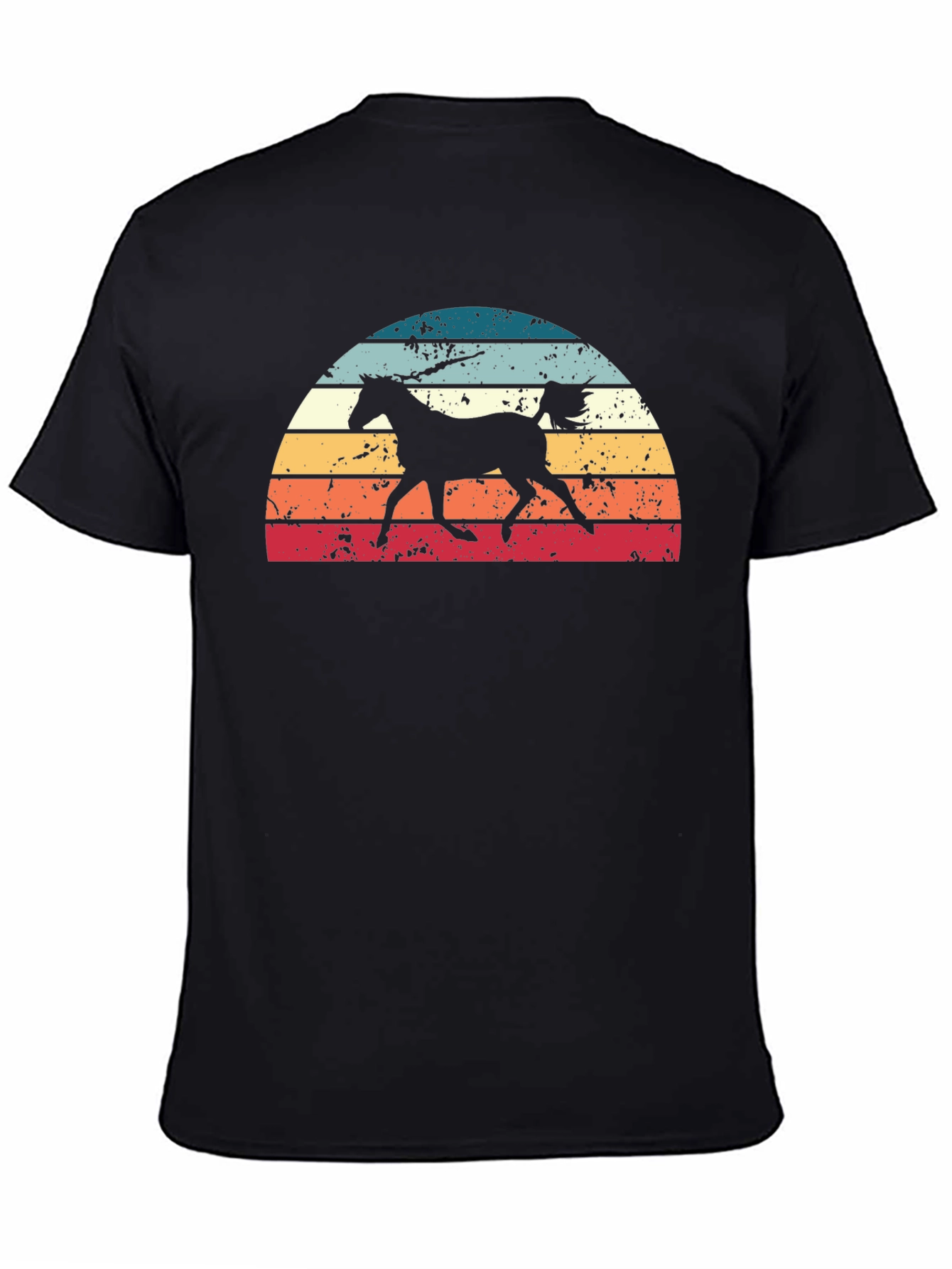 Black Retro Horse Sunset Graphic Tee view 4