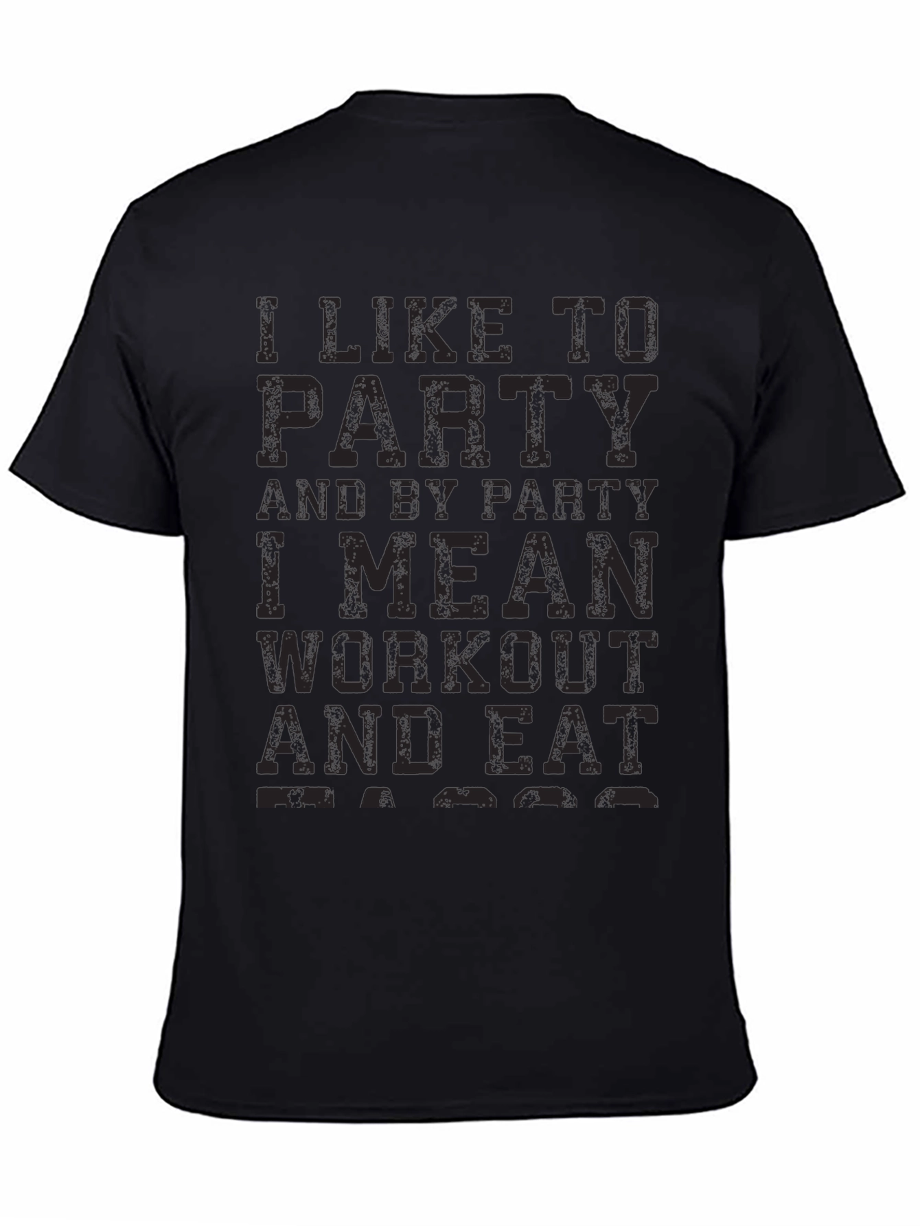 Black Funny Workout Black T-Shirt: Party to Workout view 4