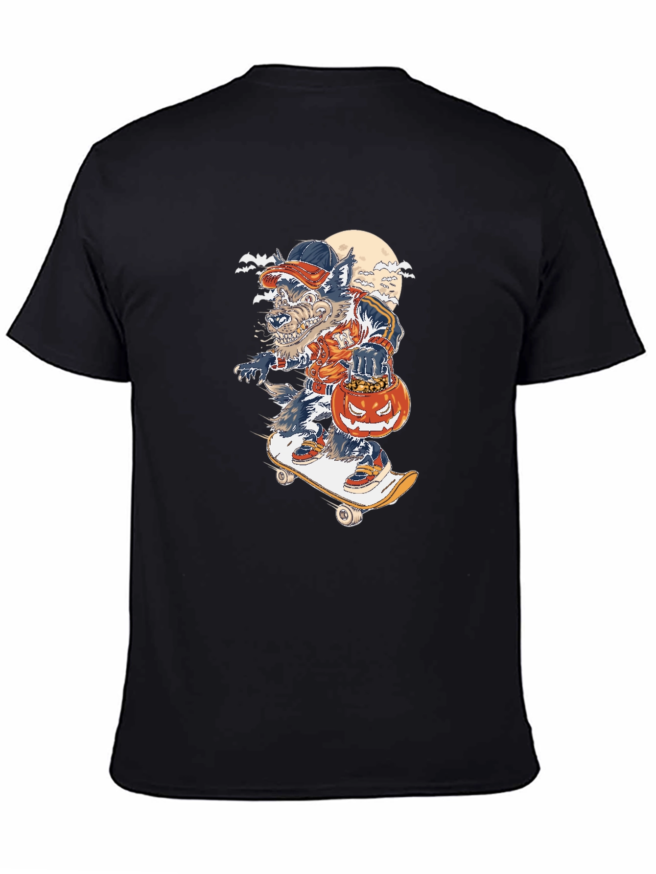 Black Werewolf Skateboard Halloween T-Shirt view 4
