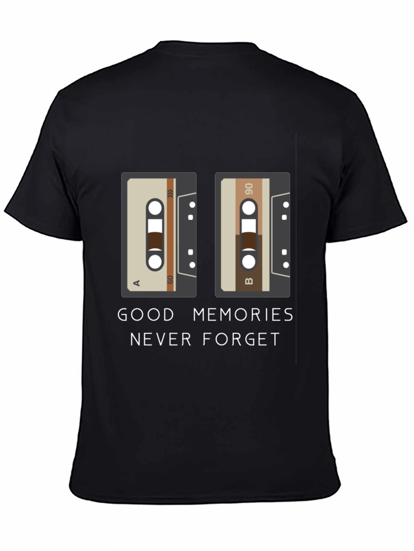 Black Good Memories Never Forget Cassette Tape T-Shirt view 4