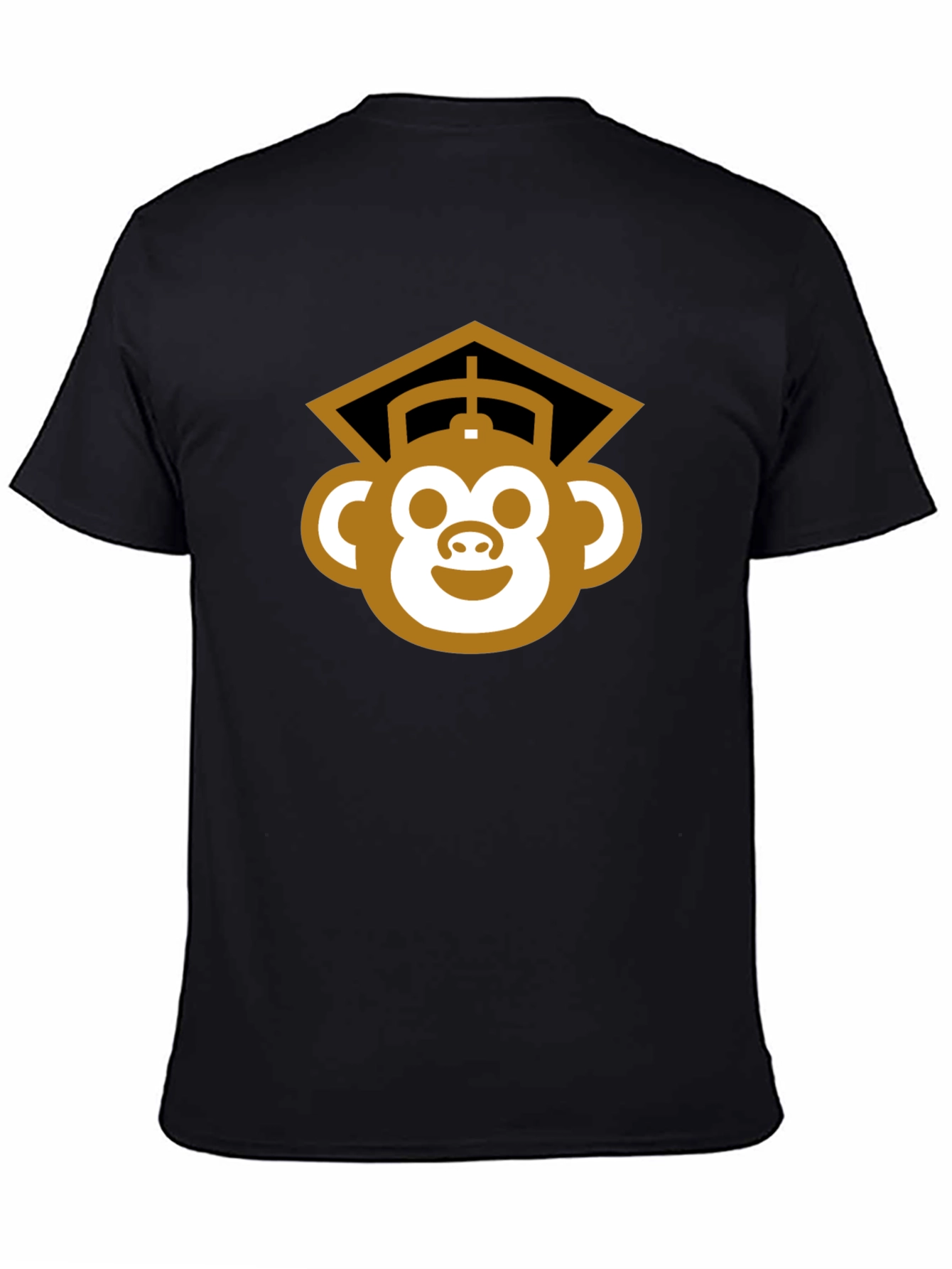 Black Graduation Monkey Tee - Black Cotton Blend T-Shirt view 4