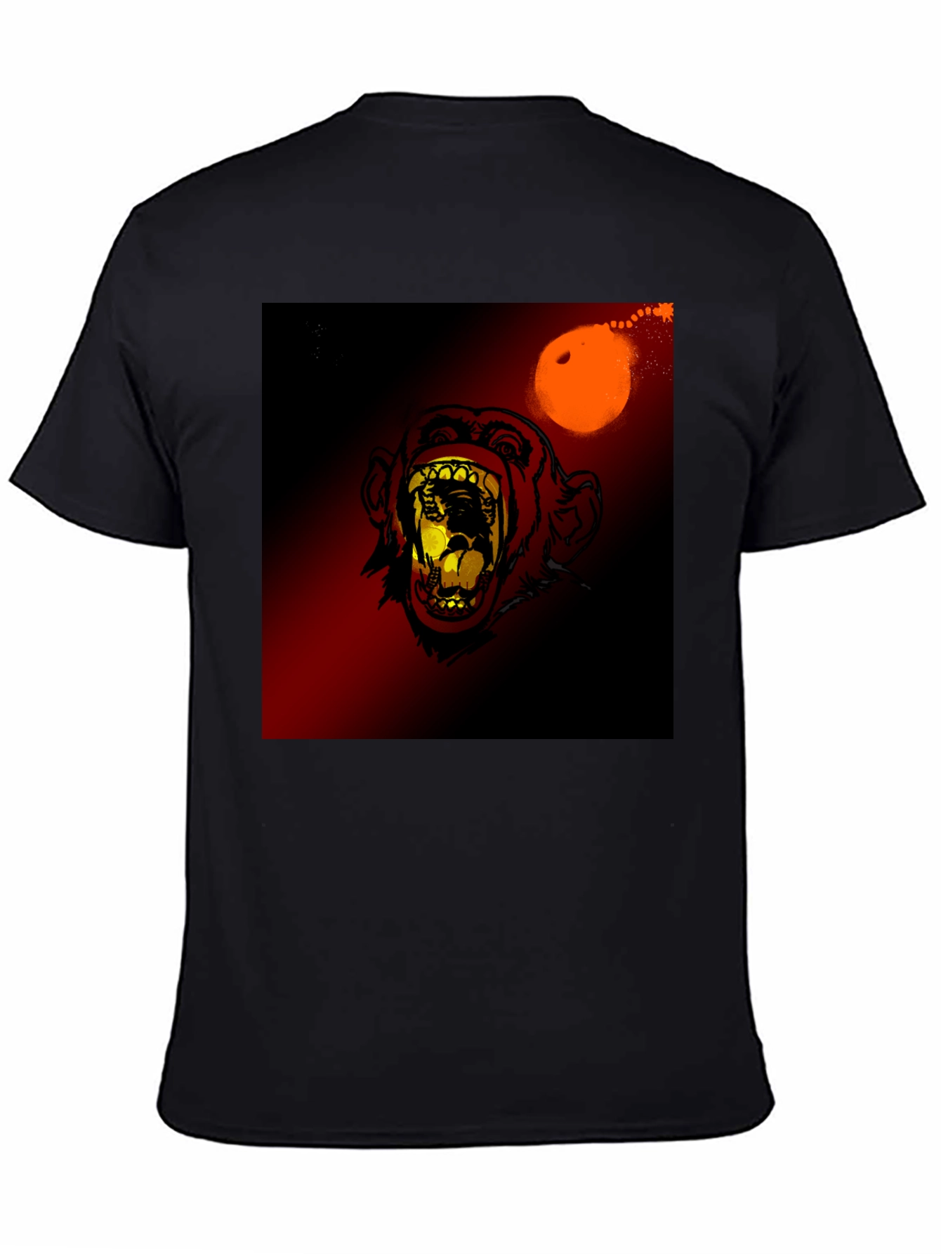 Black Monkey Face Graphic Print T-Shirt view 4