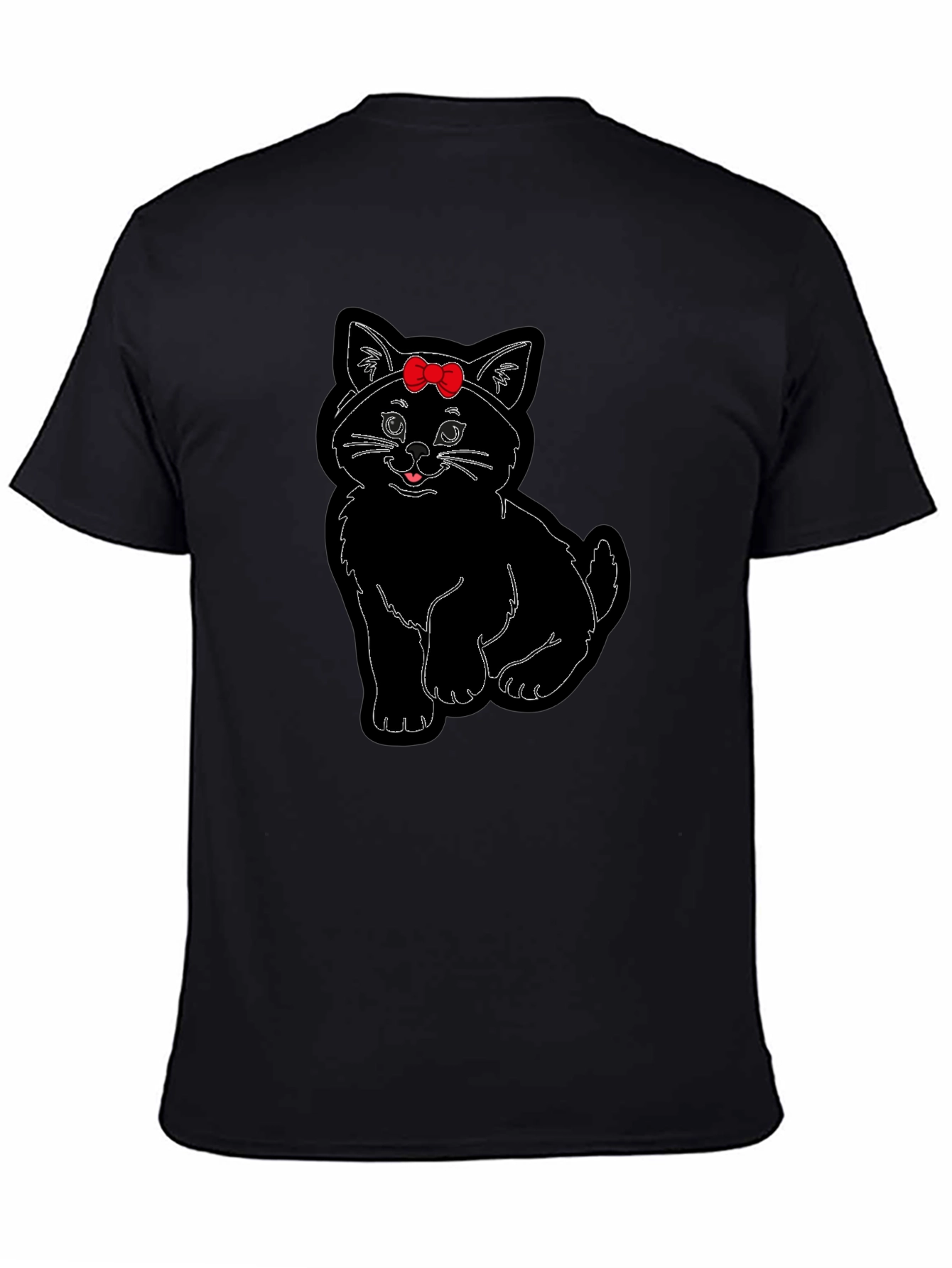 Black Cute Cat T-Shirt with Bow view 4