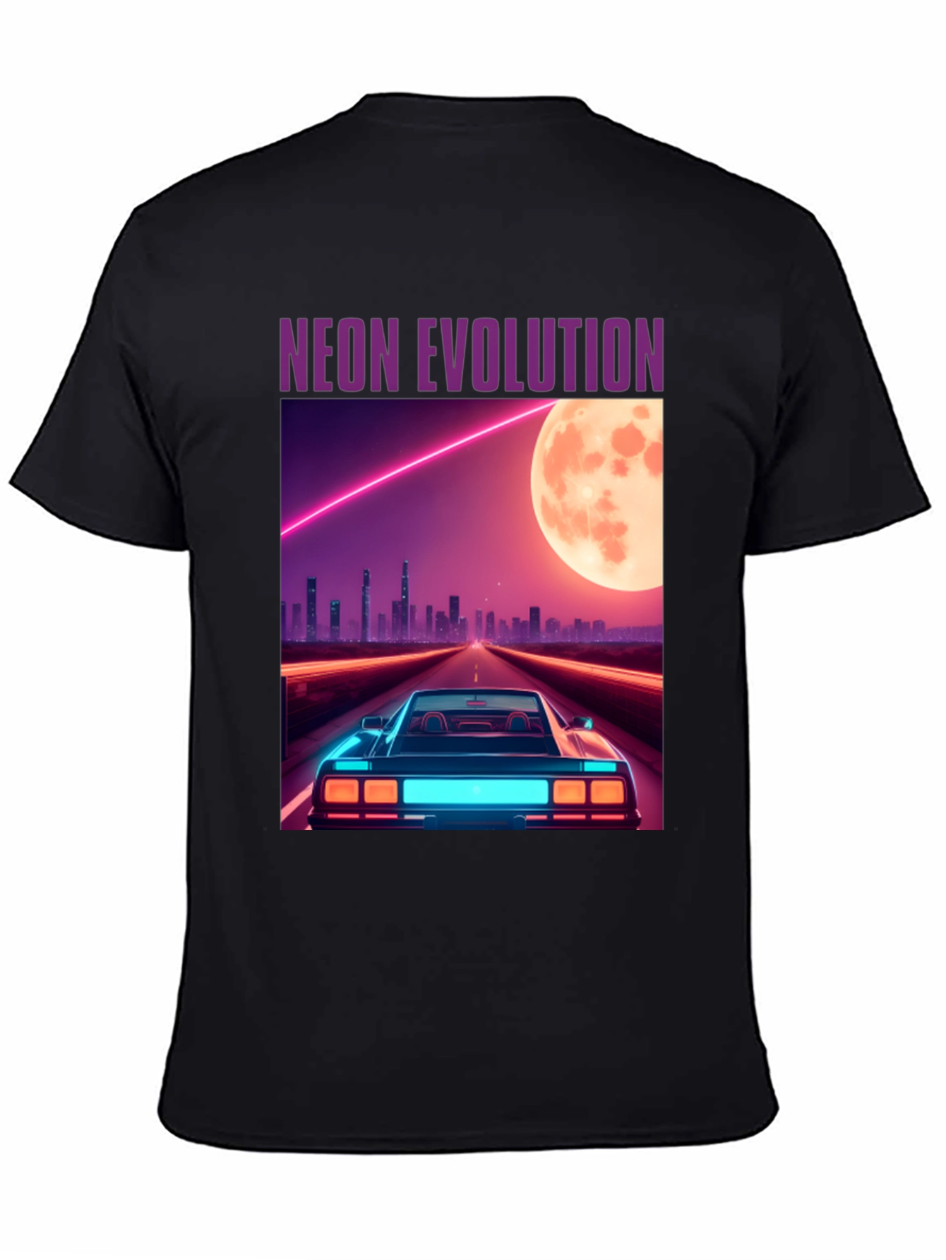 Black Neon Evolution Car Graphic Tee - Retro Style view 4