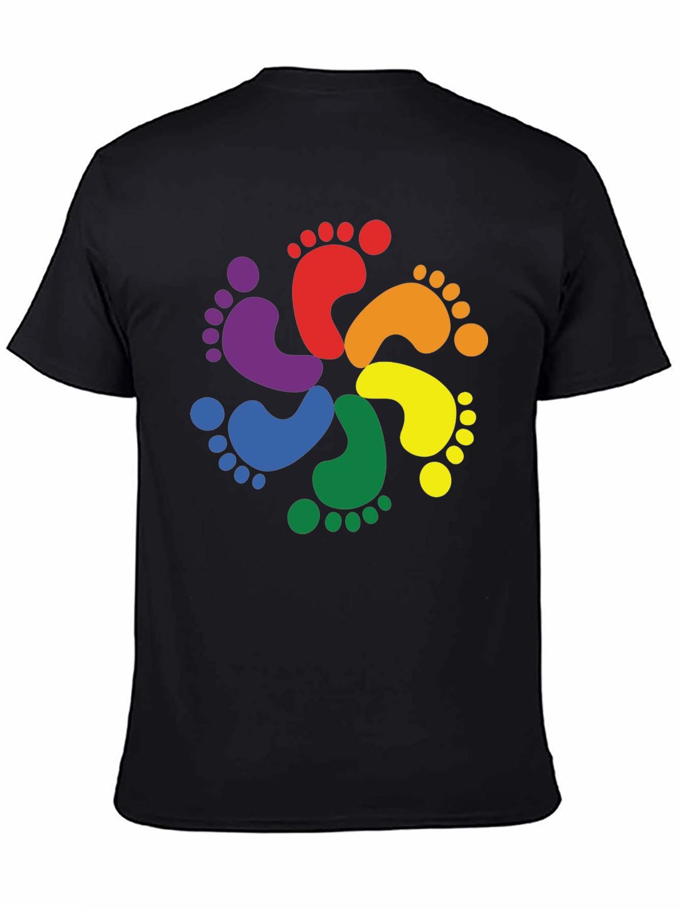 Black Rainbow Footprint T-Shirt - Pride Apparel view 4