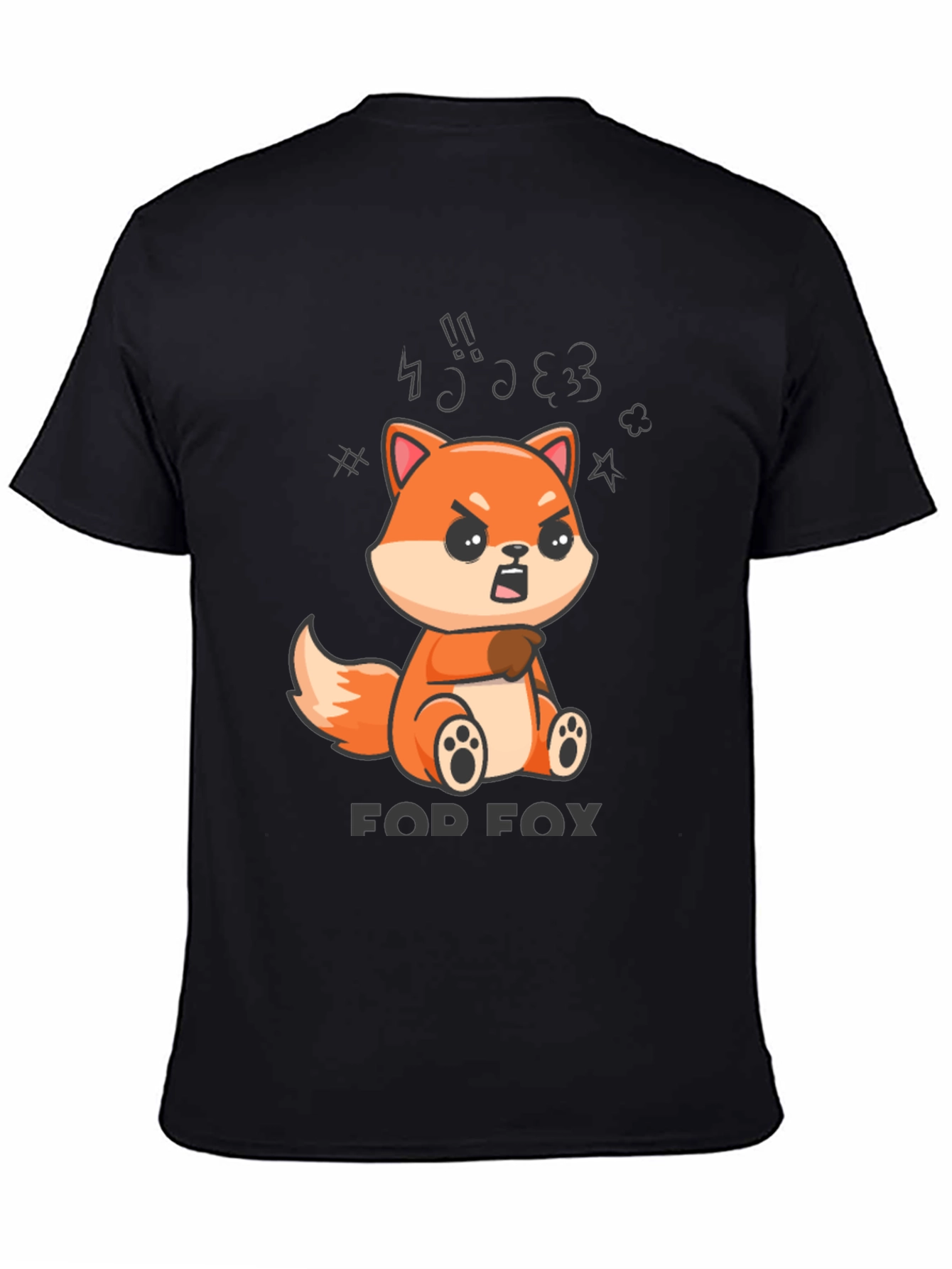 Black FOD FOX T-Shirt - Angry Fox Cartoon Tee view 4