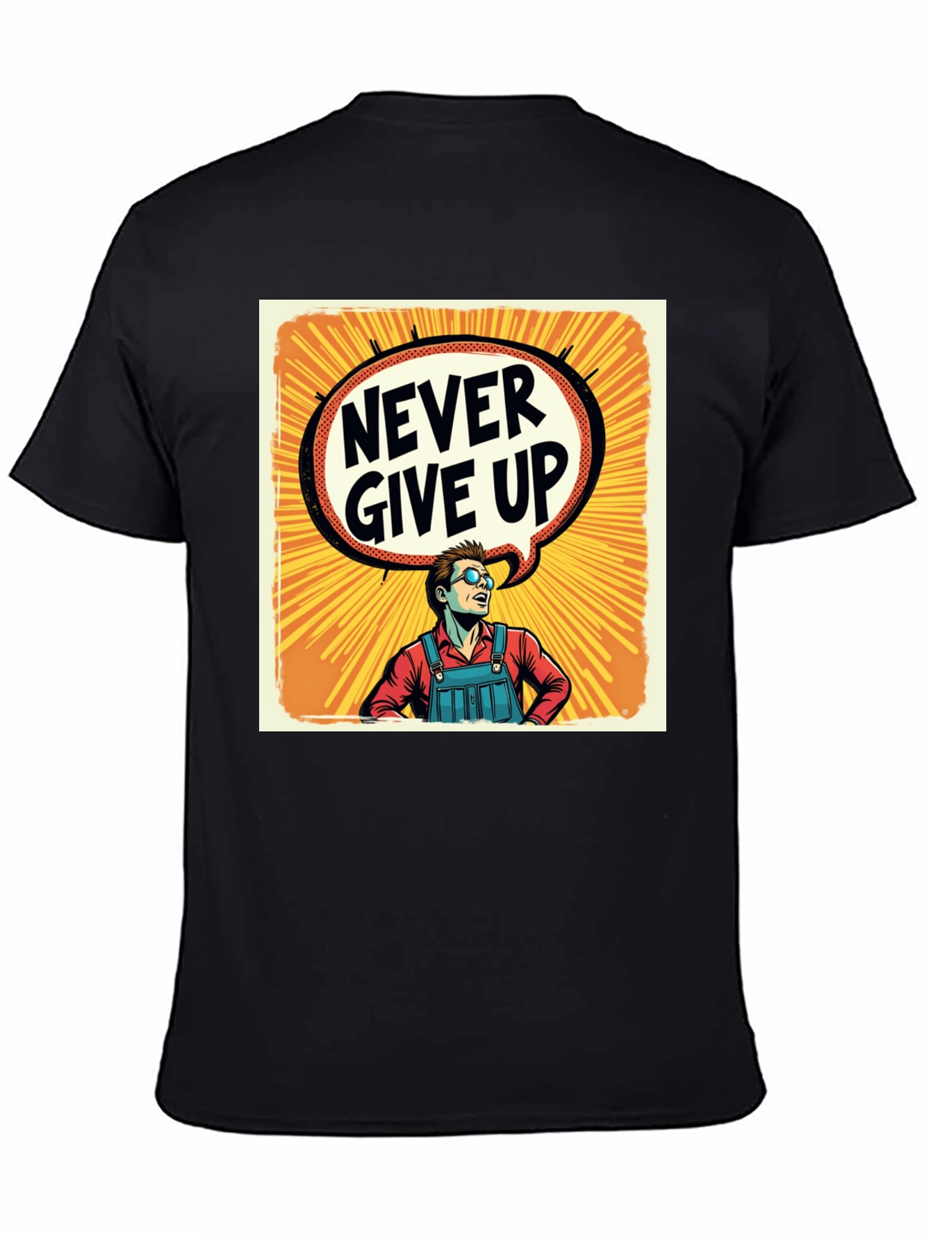 Black Never Give Up T-Shirt - Motivational Graphic Tee view 4