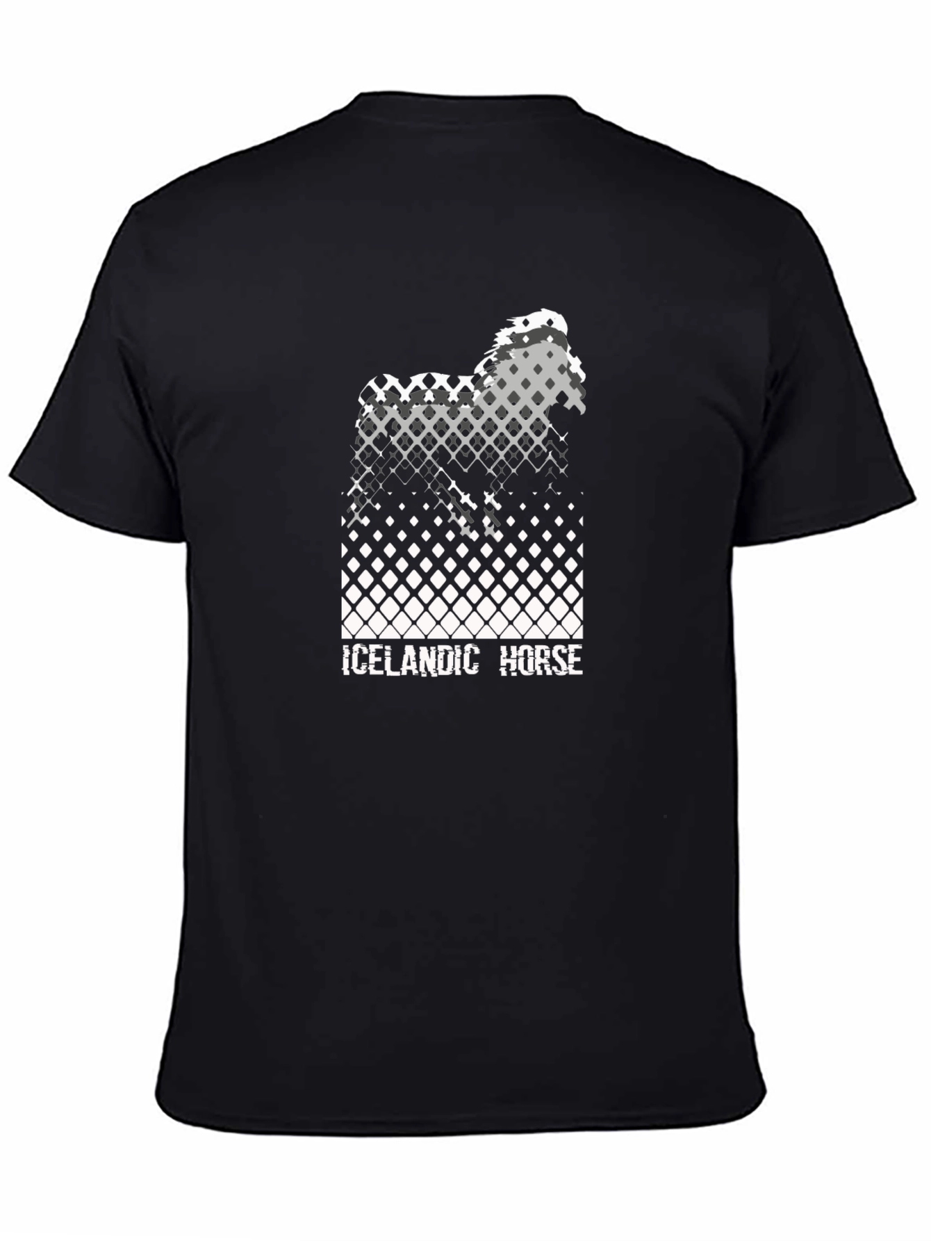 Black Icelandic Horse Graphic Tee - Black Cotton T-Shirt view 4