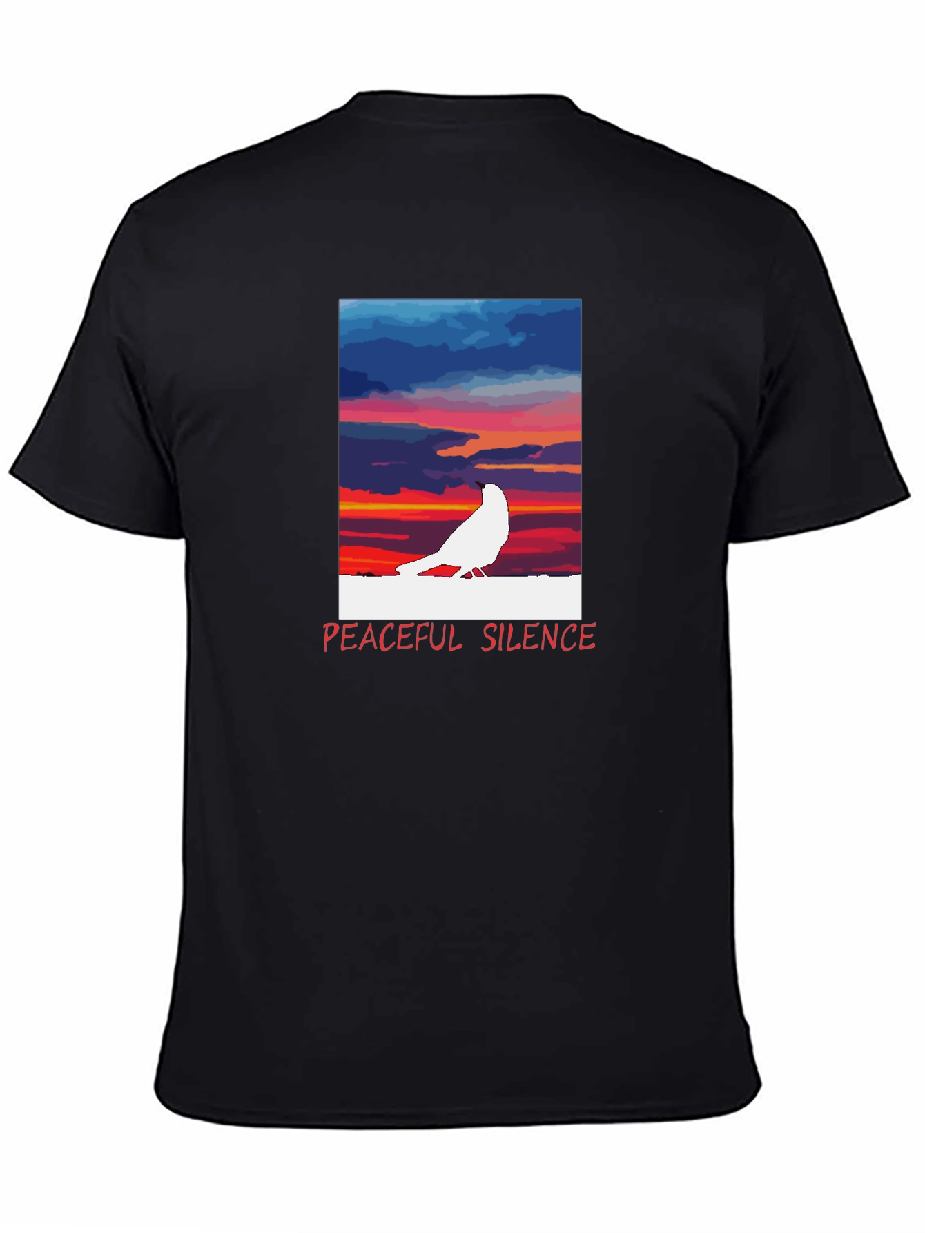 Black Peaceful Silence Graphic T-Shirt view 4