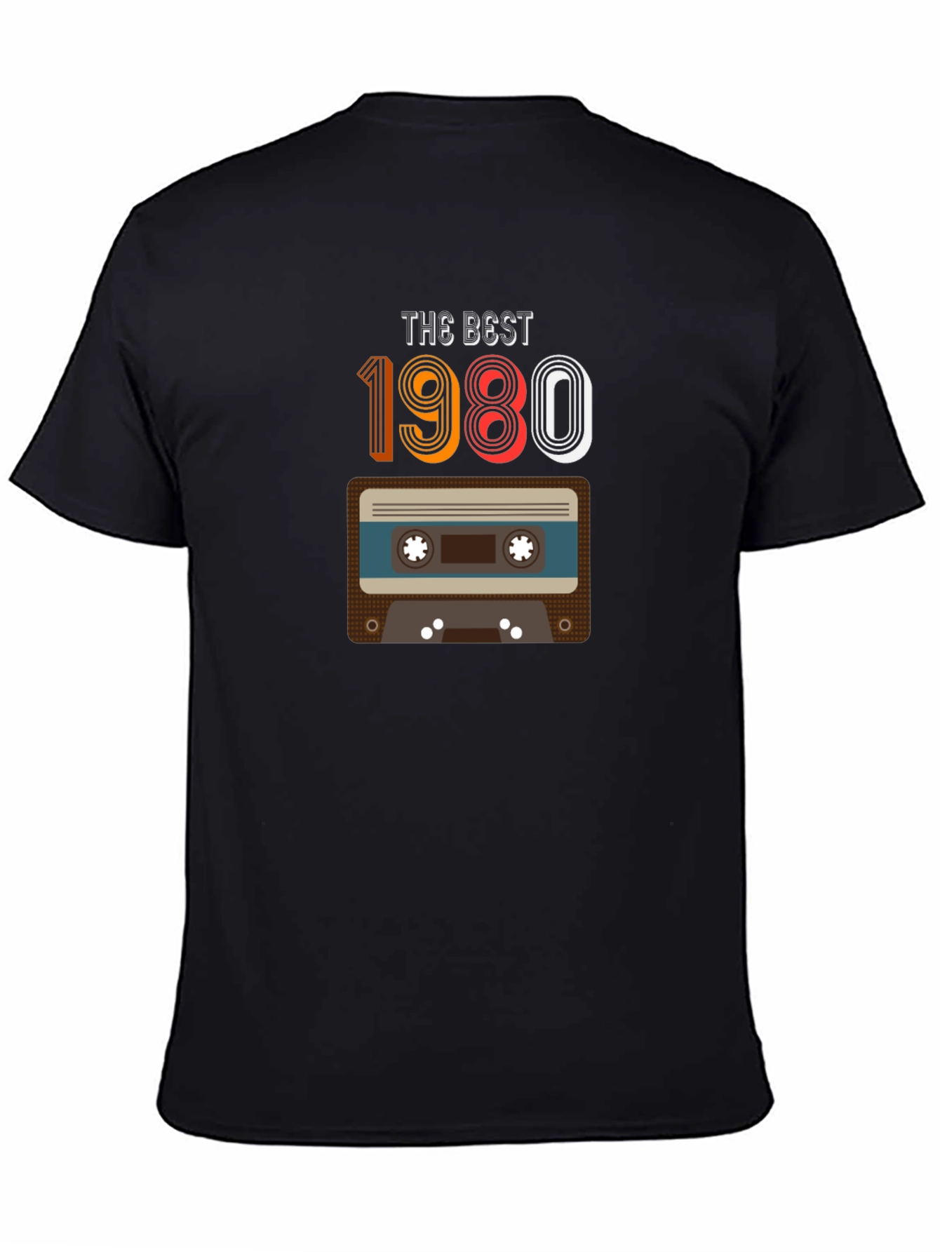 Black Retro 1980 Cassette Tape Graphic T-Shirt view 4