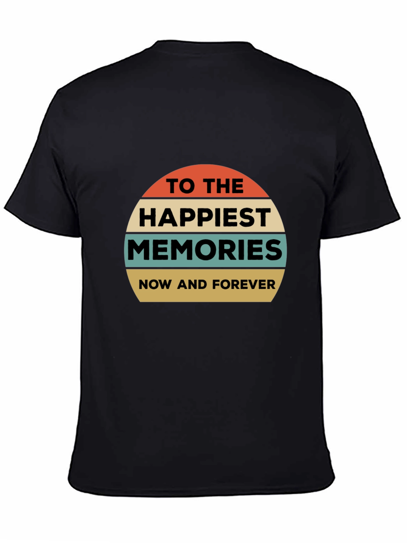 Black Happiest Memories Retro Graphic T-Shirt view 4