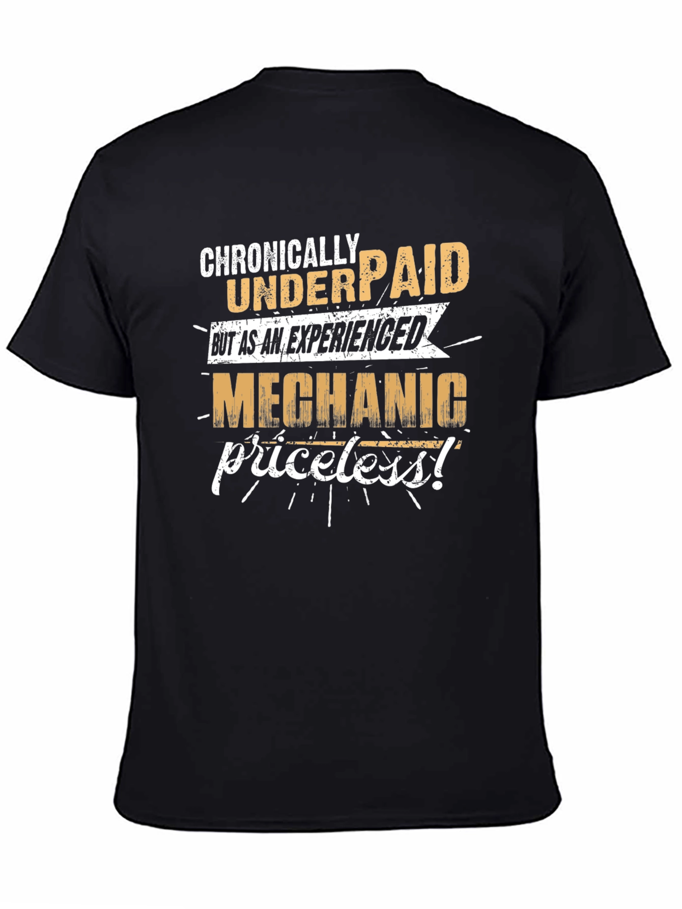 Black Chronically Underpaid Mechanic T-Shirt view 4