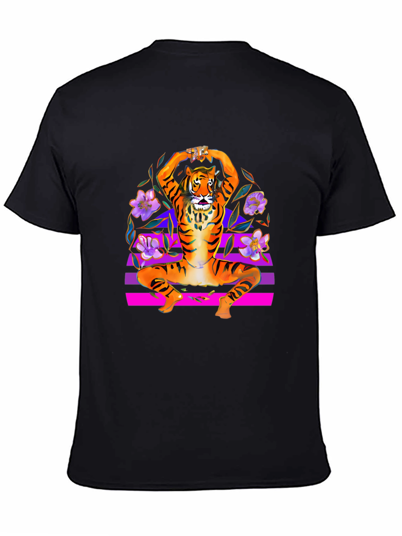Black Tiger Pose Black T-Shirt view 4