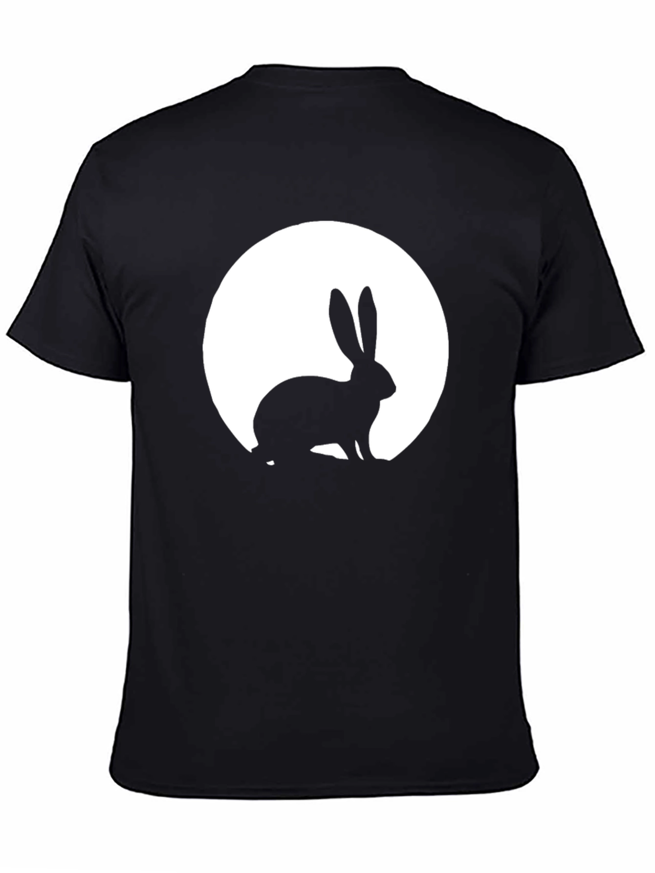 Black Rabbit Moon Graphic Tee - Black Cotton T-Shirt view 4
