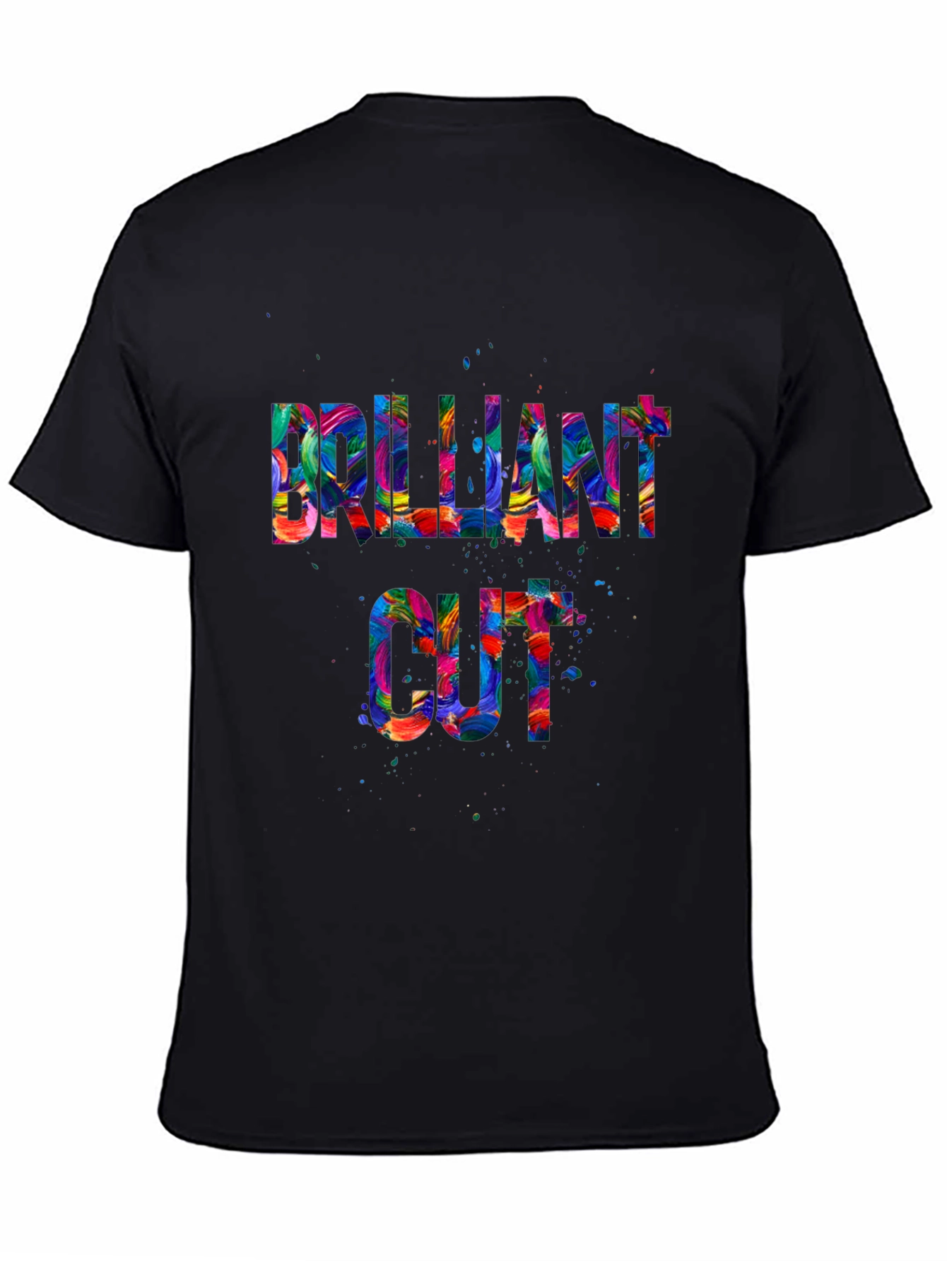 Black Brilliant Cut Graphic T-Shirt - Colorful Design view 4