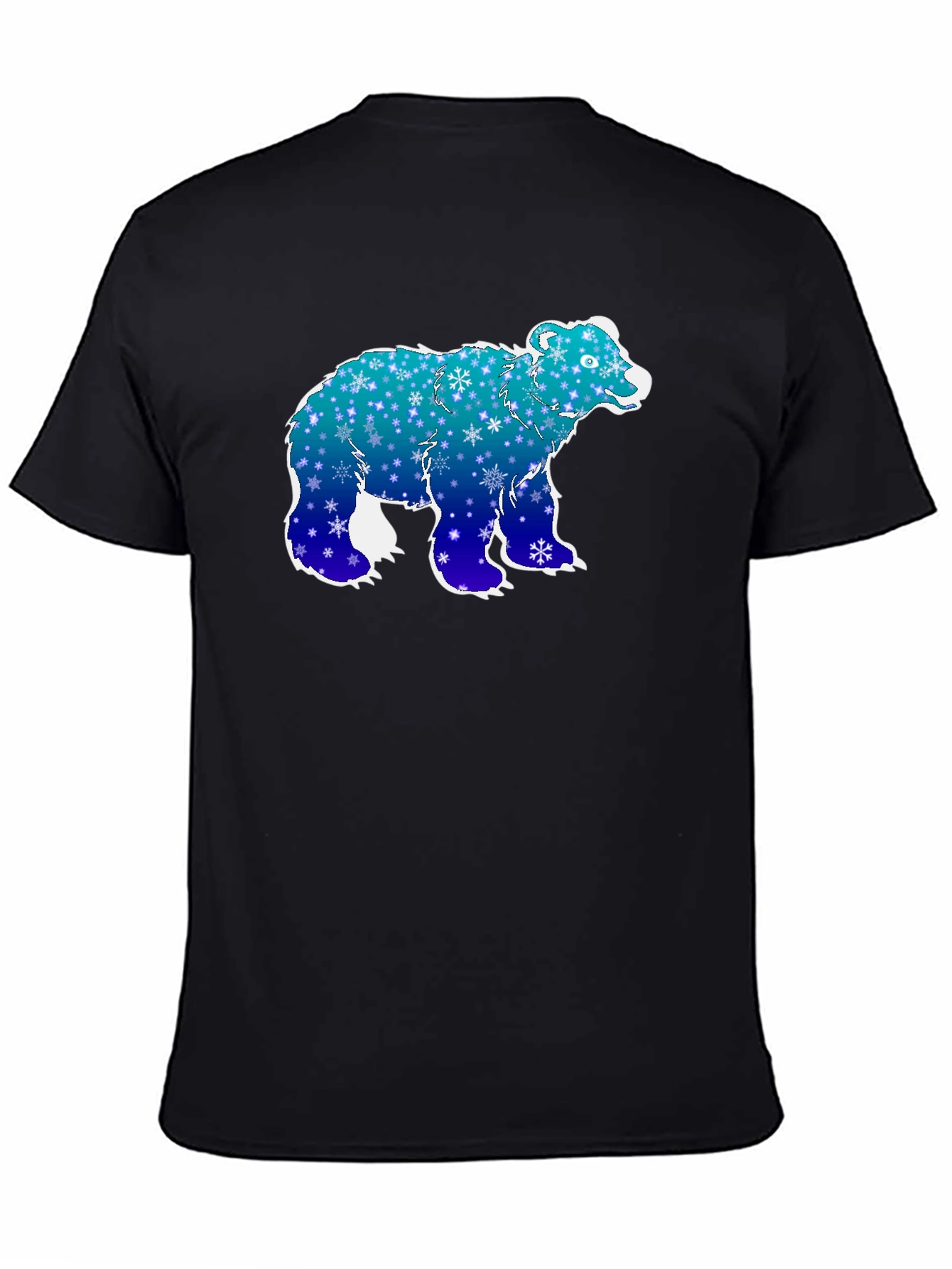 Black Winter Bear Graphic Tee - Black Cotton T-Shirt view 4