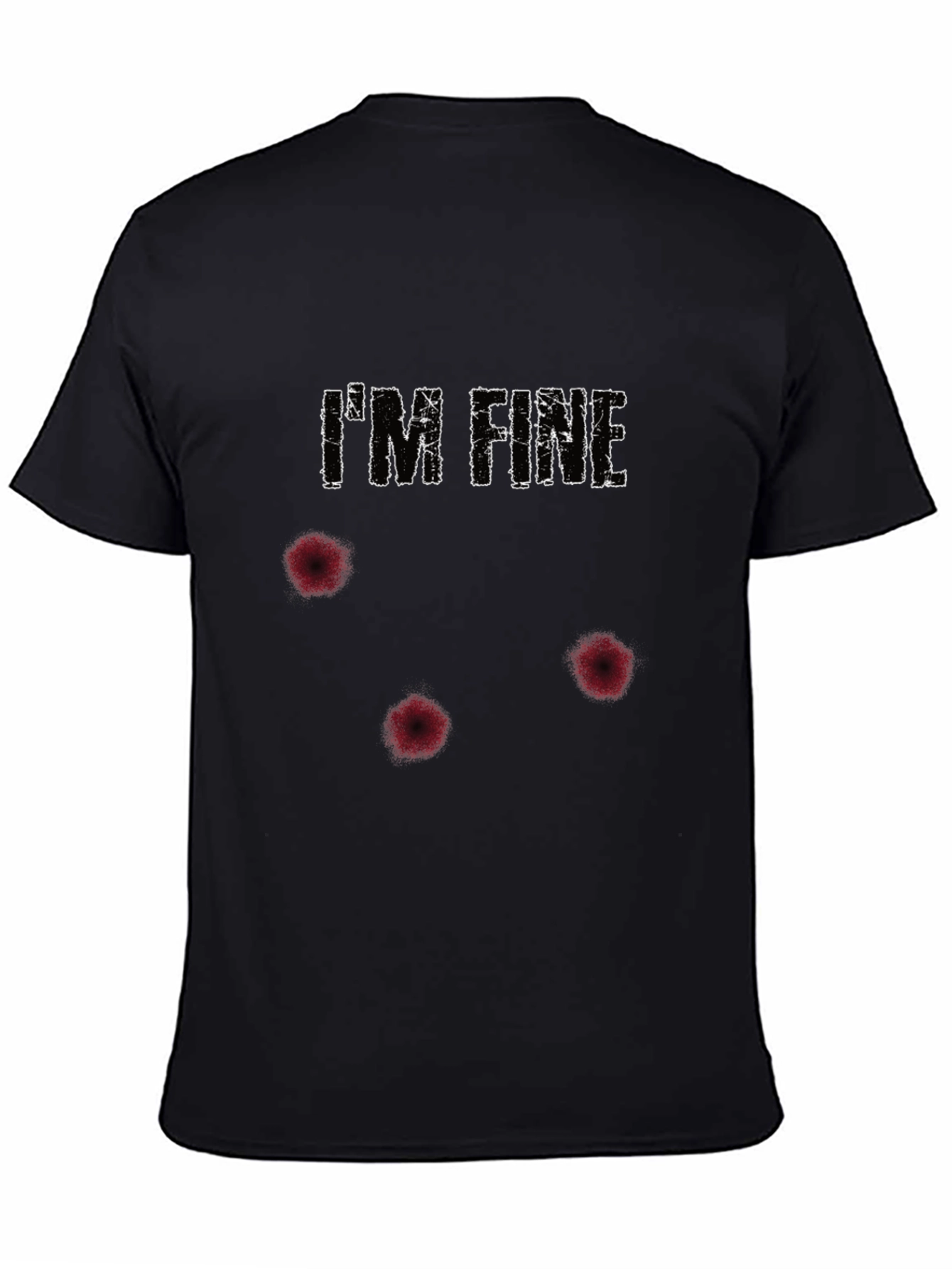 Black I'm Fine Funny Graphic T-Shirt - Humor Tee view 4
