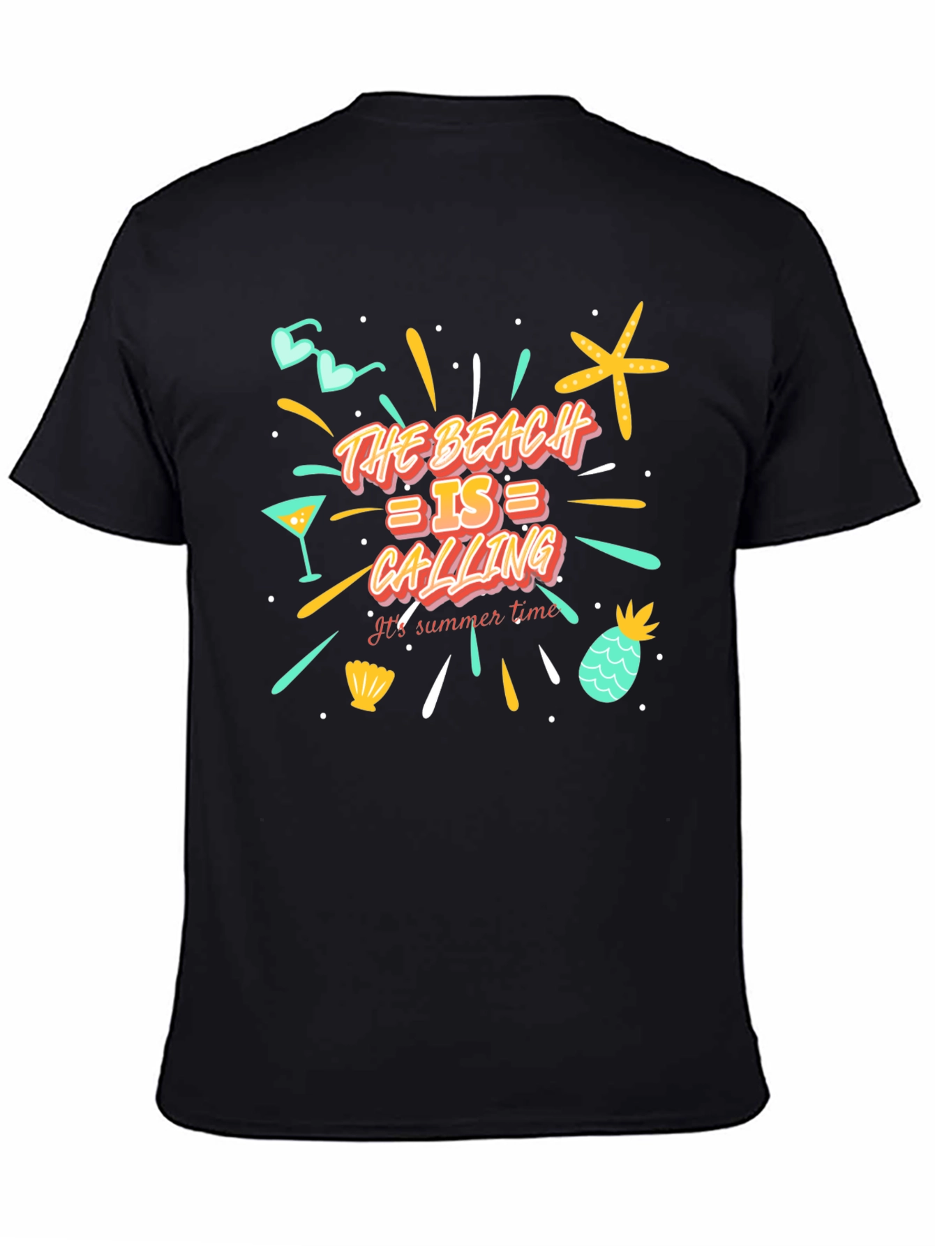 Black The Beach is Calling T-Shirt view 4