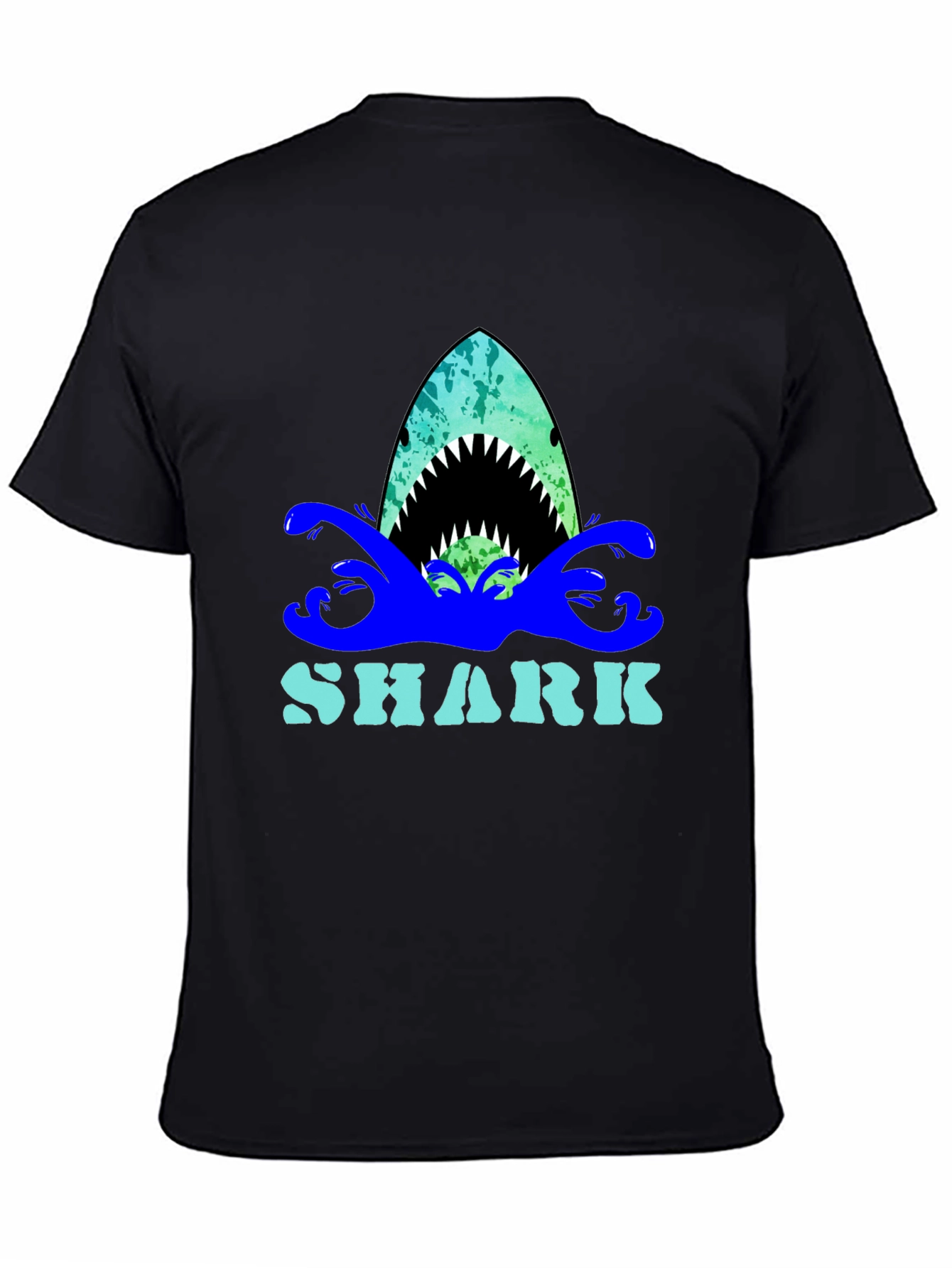 Black Shark Graphic Print Crew Neck T-Shirt view 4