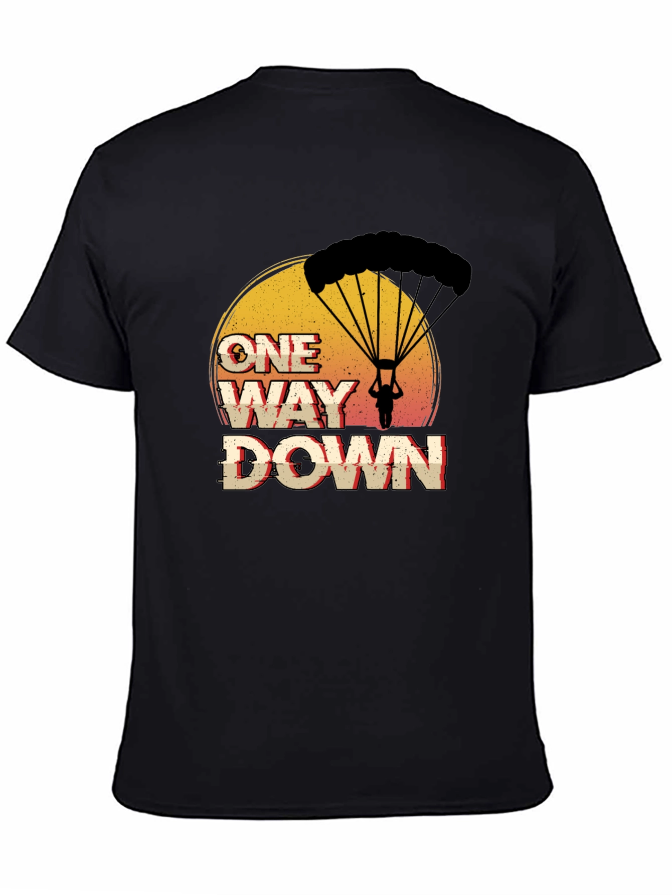 Black One Way Down Parachute Graphic T-Shirt view 4