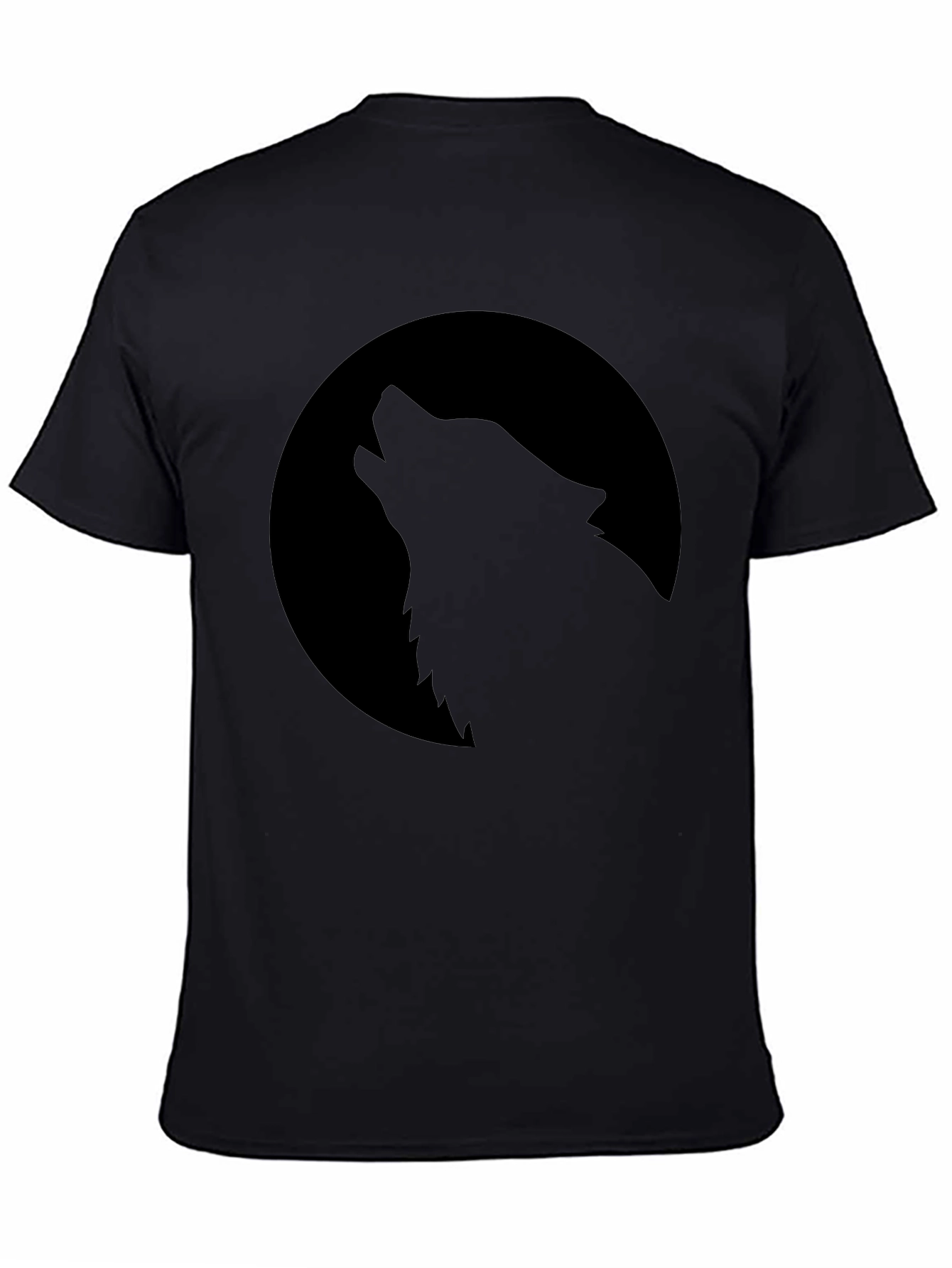 Black Wolf Howling at Moon Graphic Tee - Black view 4