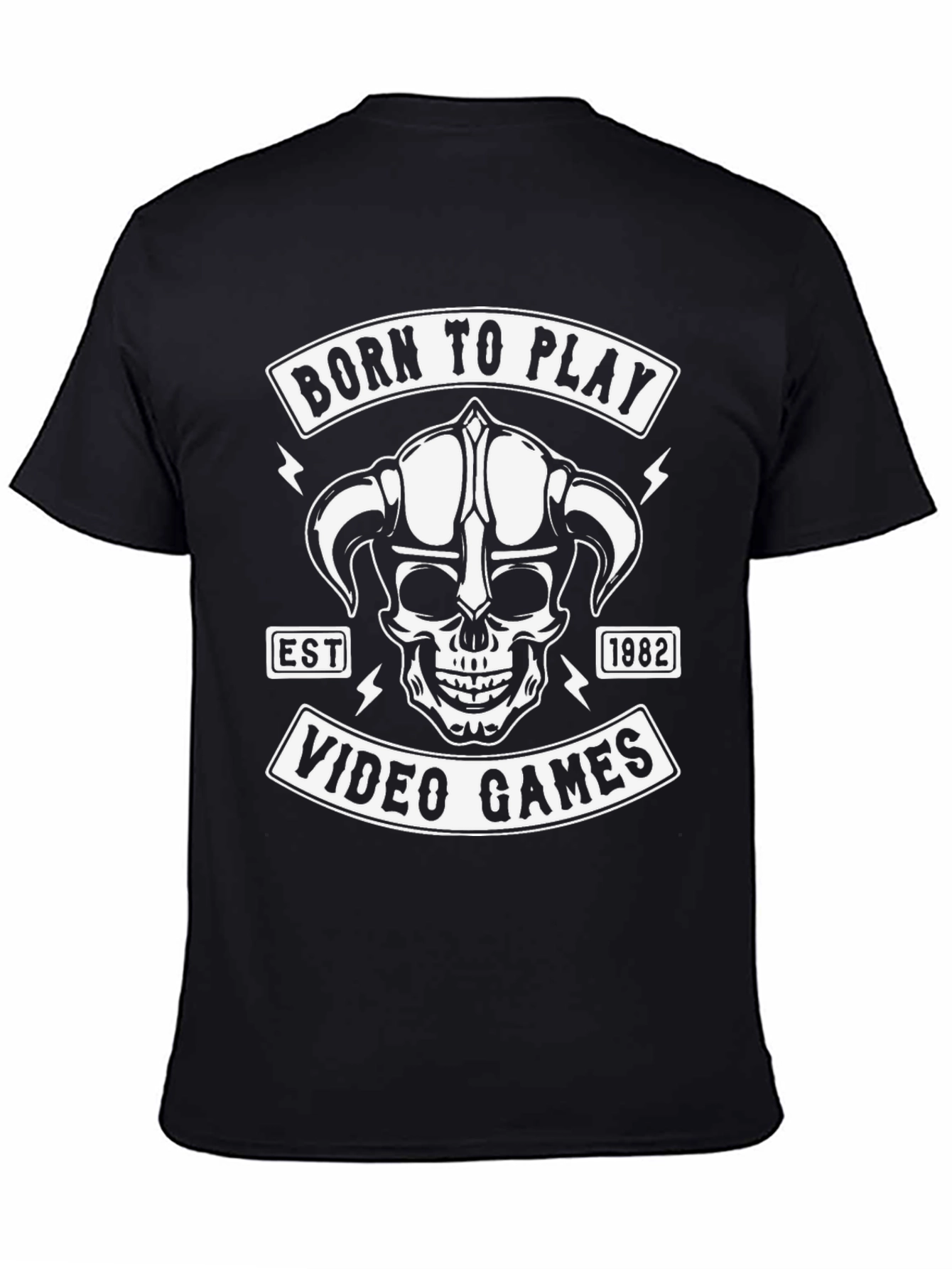 Black Born to Play Video Games T-Shirt view 4
