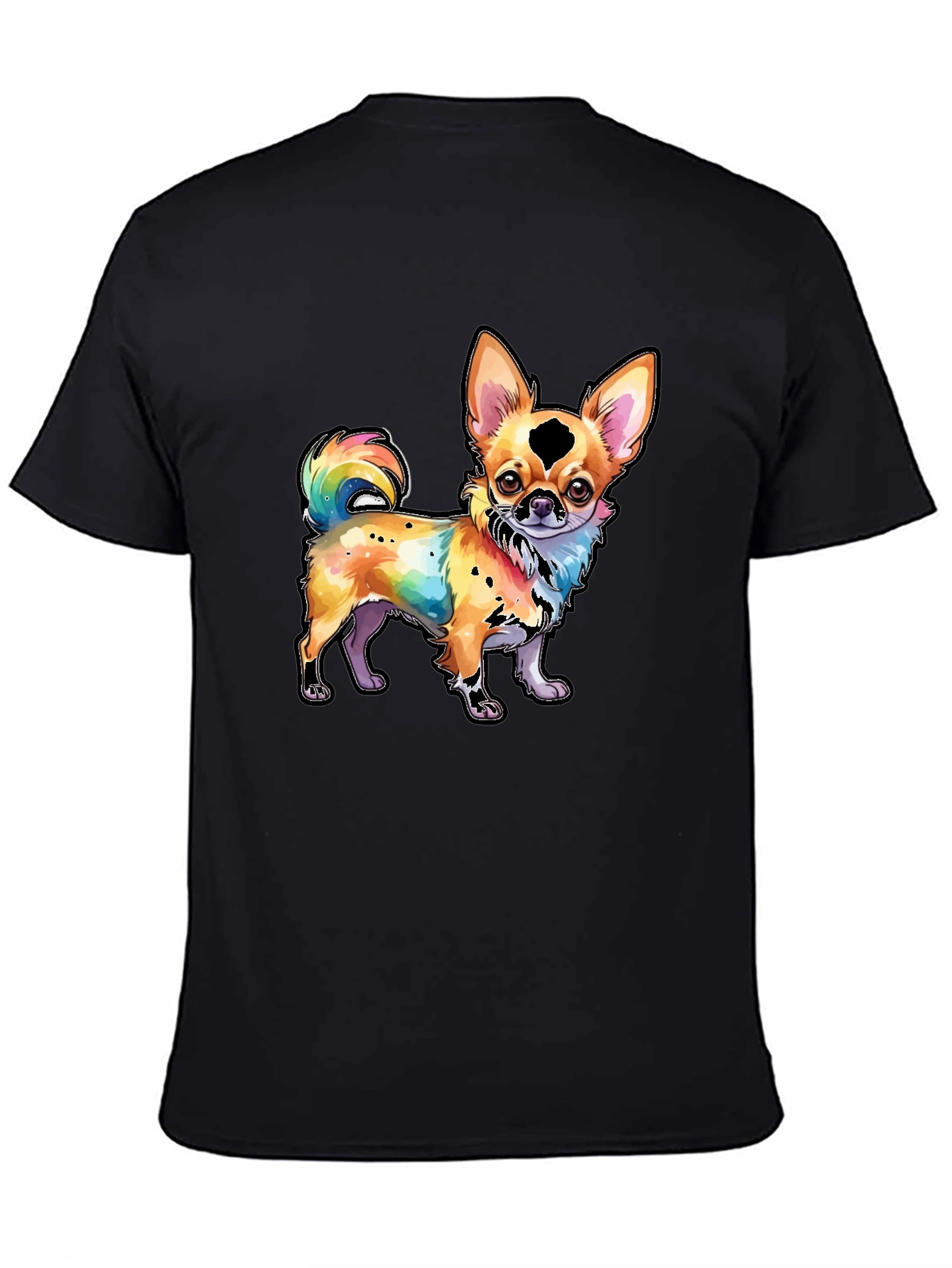 Black Rainbow Chihuahua Graphic Tee - Stylish Dog Lover Shirt view 4